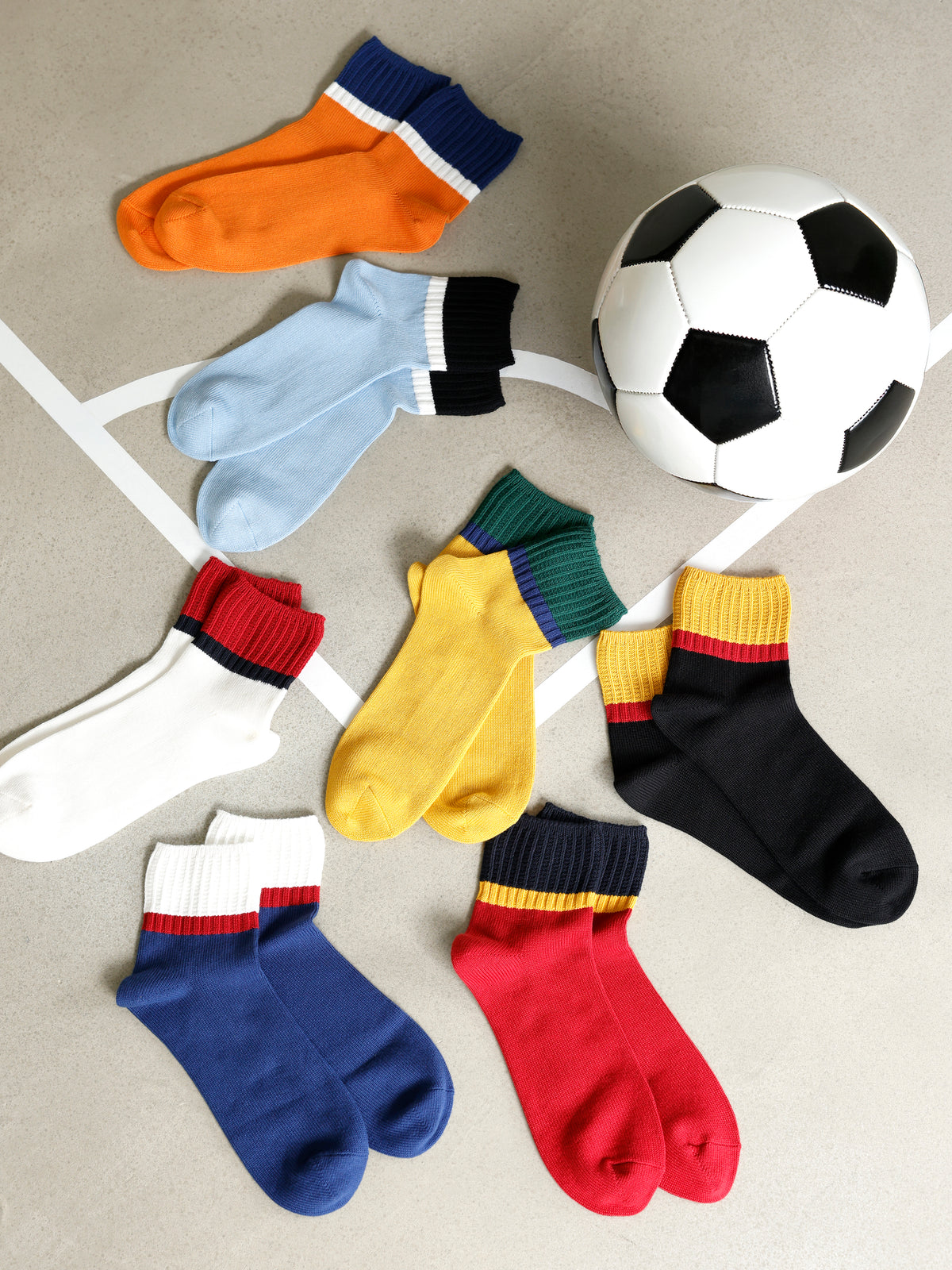 【Tabio MEN】サッカー応援  ハーフカラーラインショートソックス