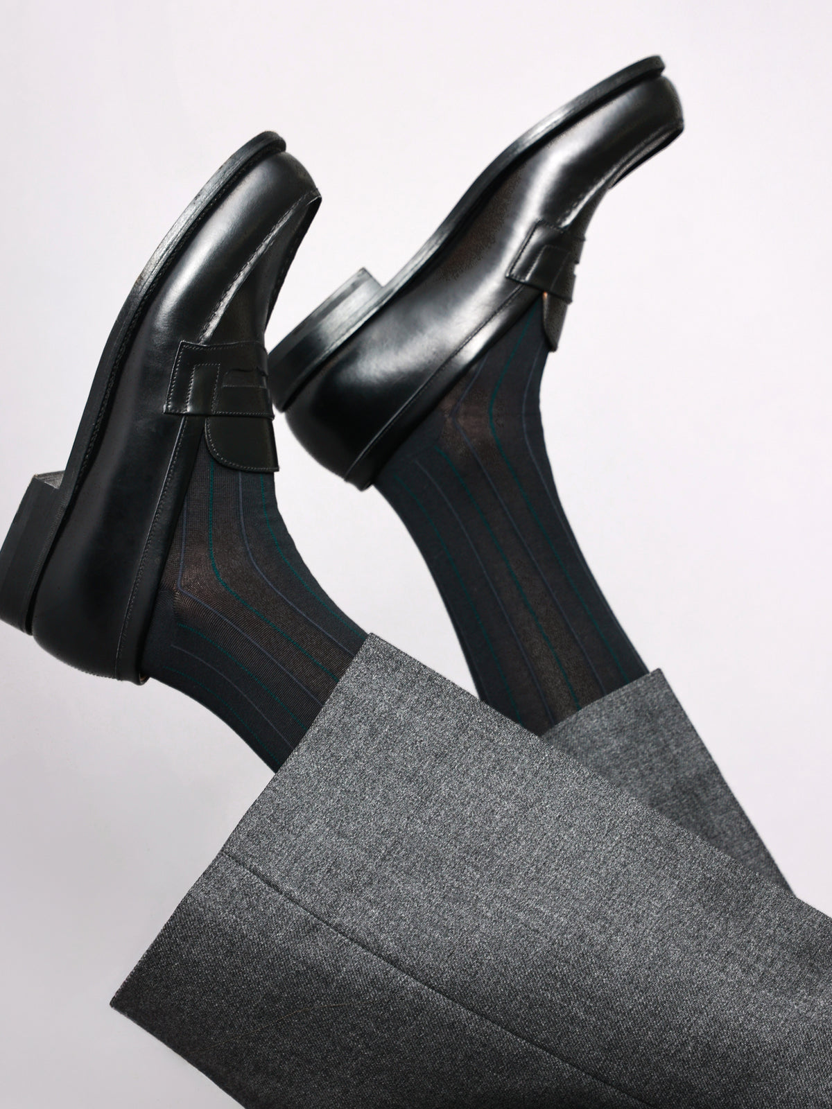 【Tabio MEN】連続シルケットストライプハイソックス(27.0～29.0cm)