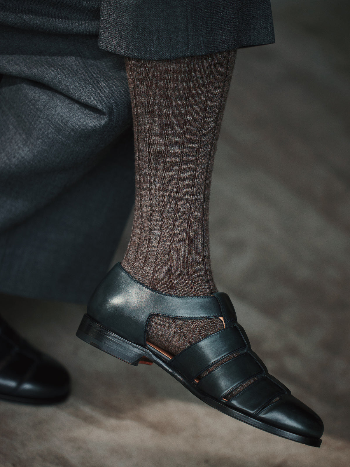 【Tabio MEN】WEB限定/WOOL太リブハイソックス