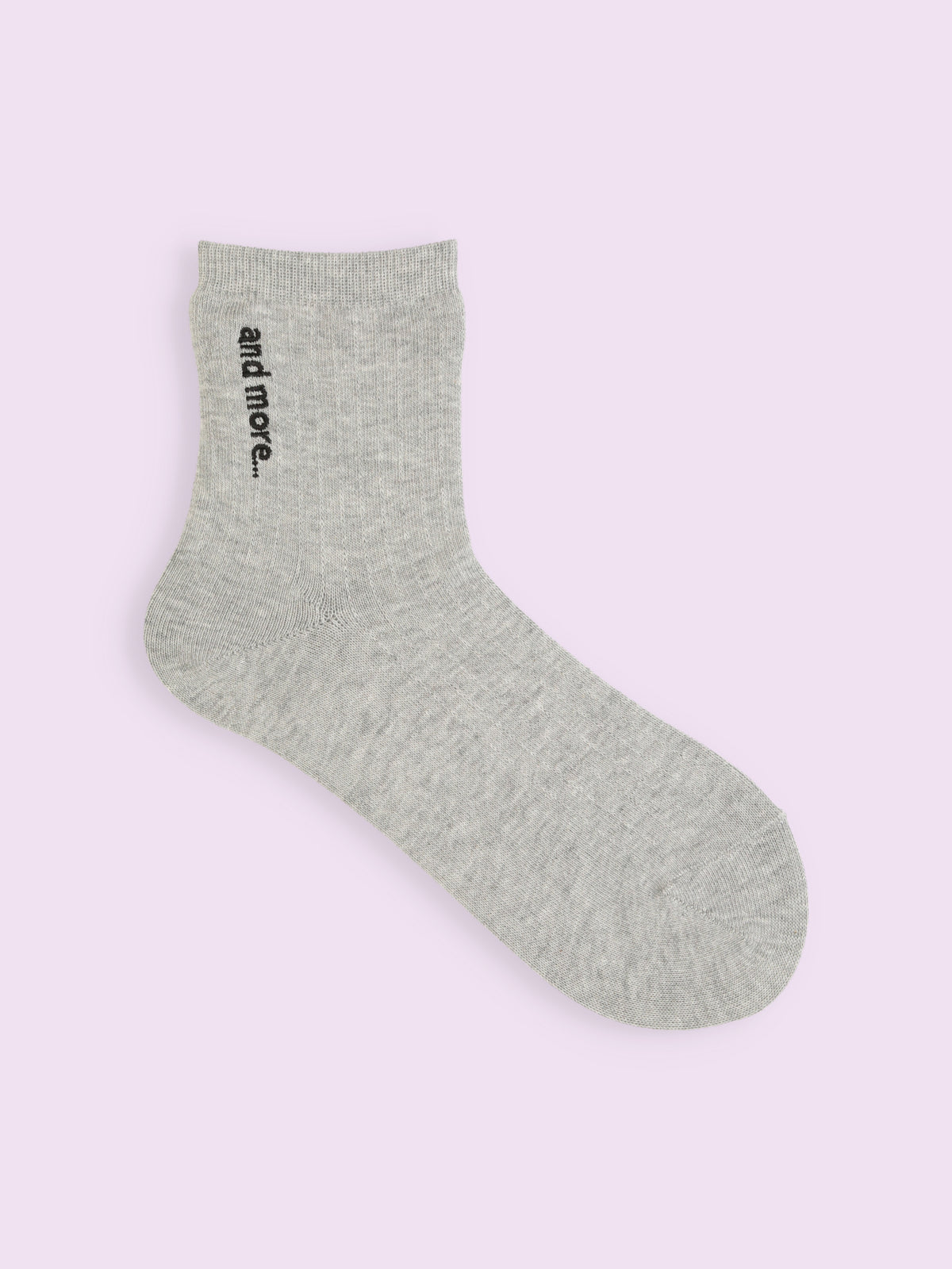 【3足1,485円】リブ風ロゴ刺繍ショートソックス - グレー