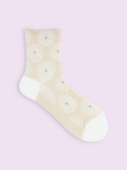 【3足1,485円】フラワーフロートショートソックス