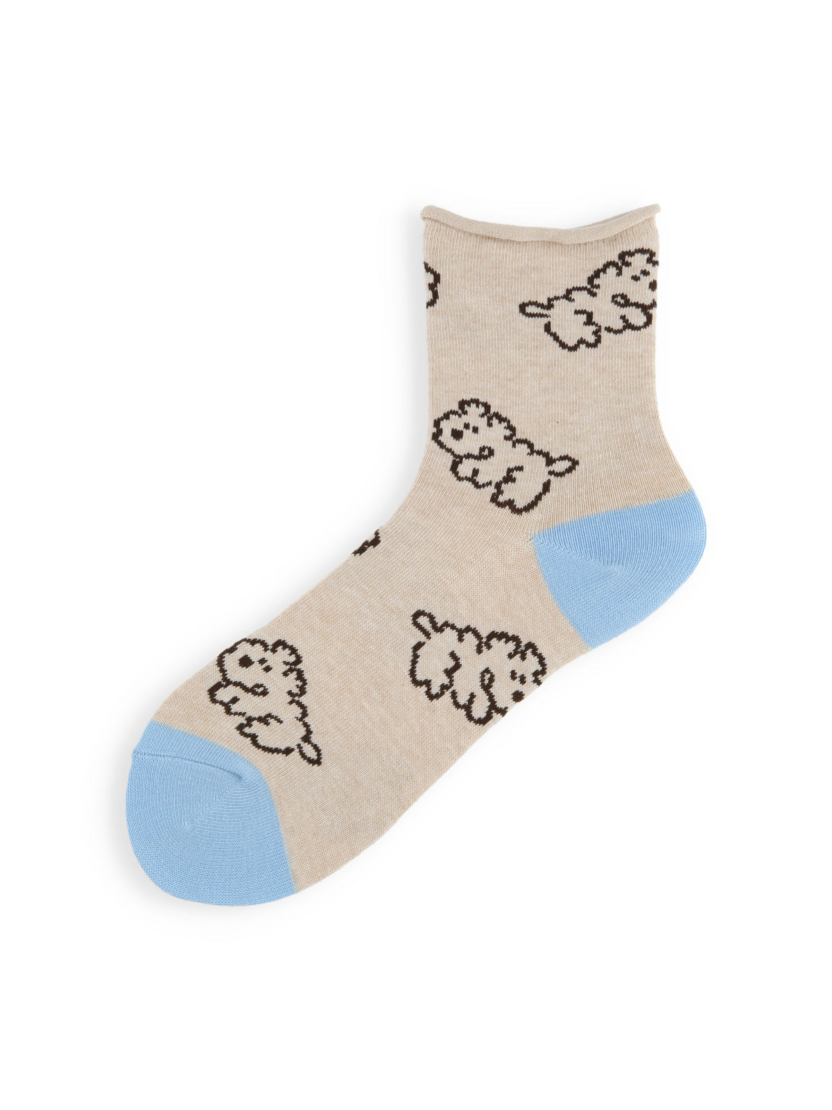 【3足1,485円】わんこ柄ショートソックス - ベージュ