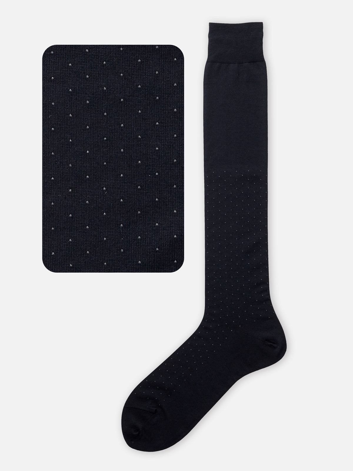 【Tabio MEN】【定番】ピンドット柄ロングホーズ - クロ＋チャコール