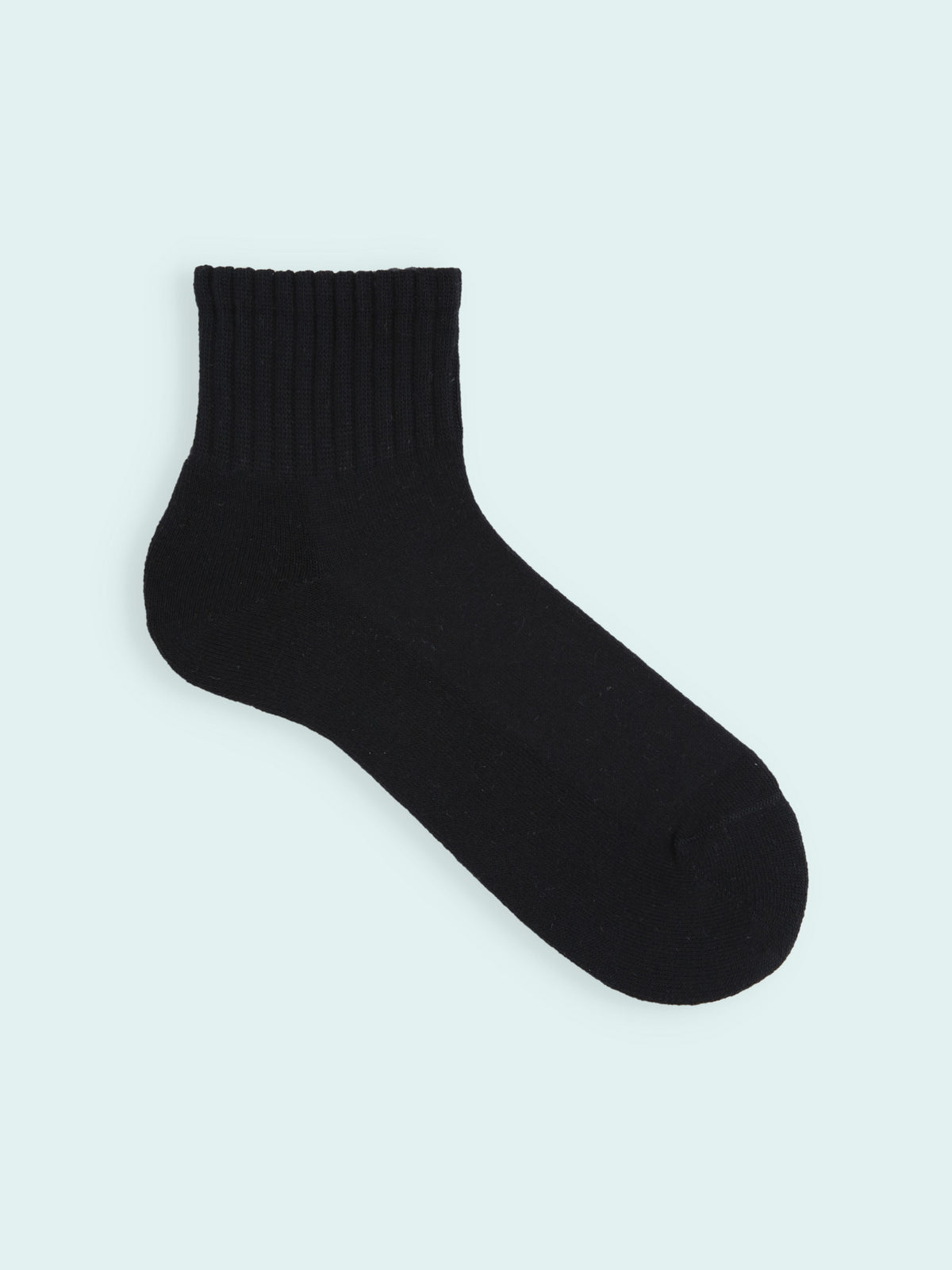 【3足1,485円】メンズ パイル無地ショートソックス - クロ