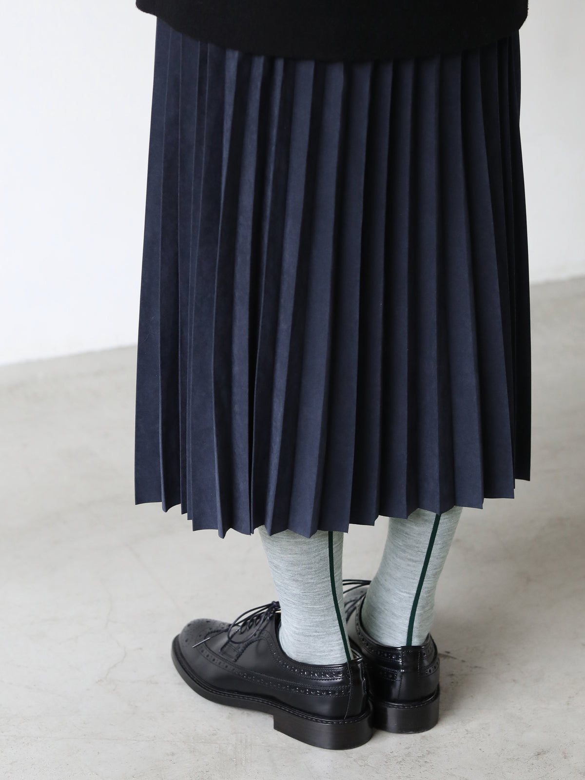 毛混バックシームハイソックス - サテングレー