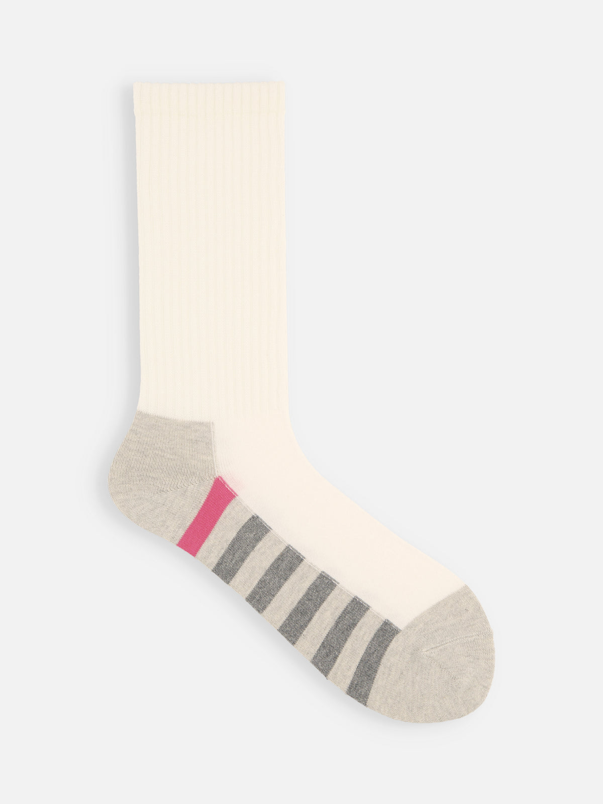 【ジュニアサイズ】足底の汚れが目立たないソックス /  22-24cm - オフホワイト＋ピンク