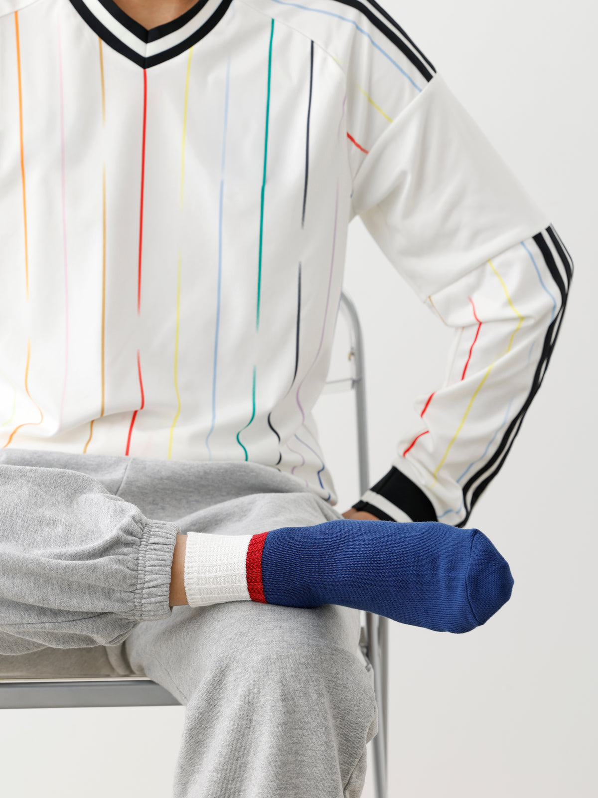 【Tabio MEN】サッカー応援  ハーフカラーラインショートソックス