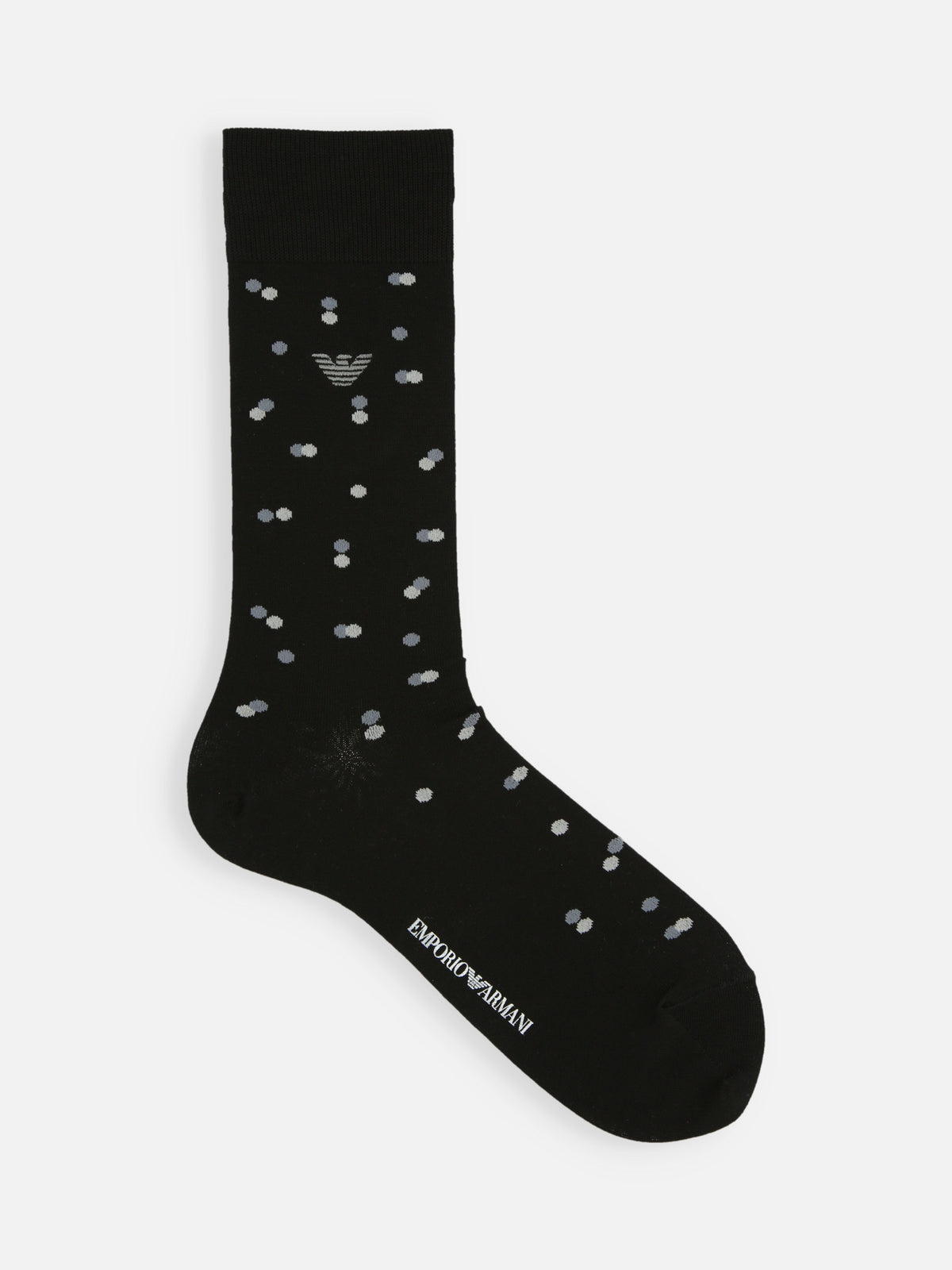 【EMPORIO ARMANI】イーグル刺繍ドットクルー丈ソックス - ブラック