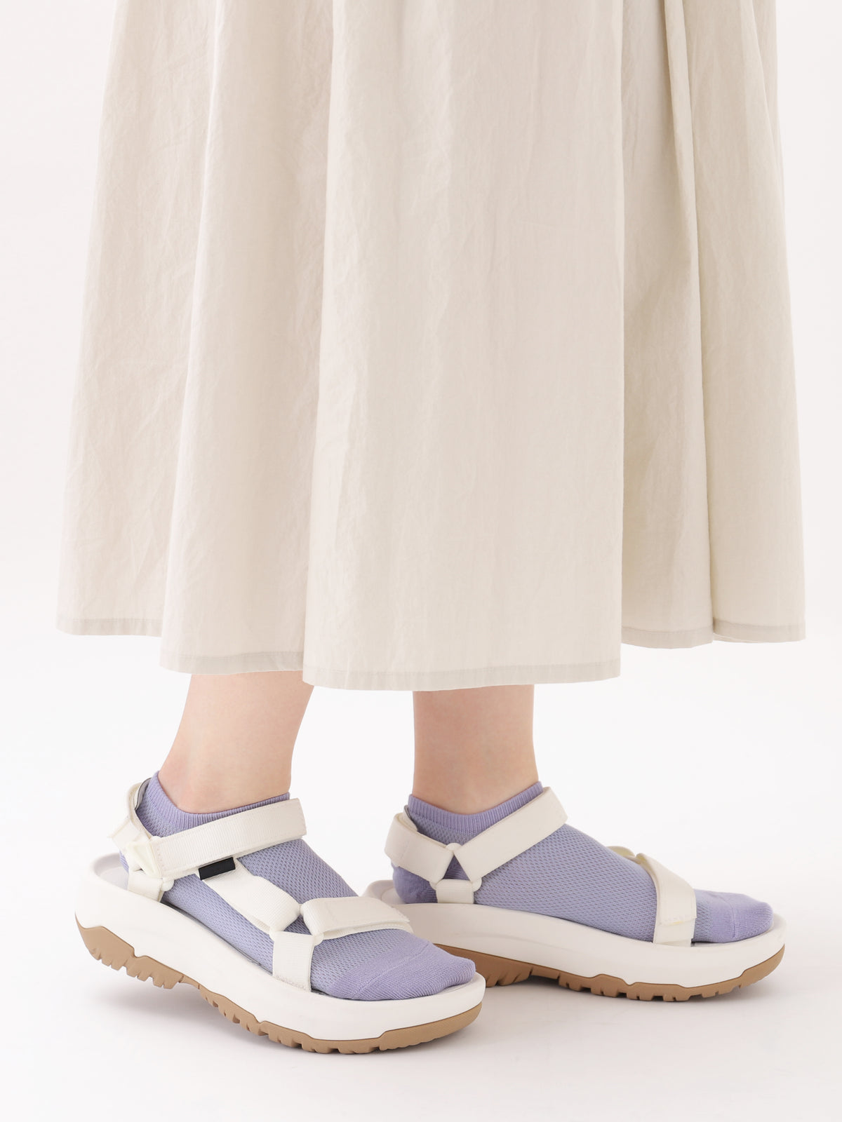 【3足1,485円】メッシュ無地スニーカー丈ソックス - ラベンダー