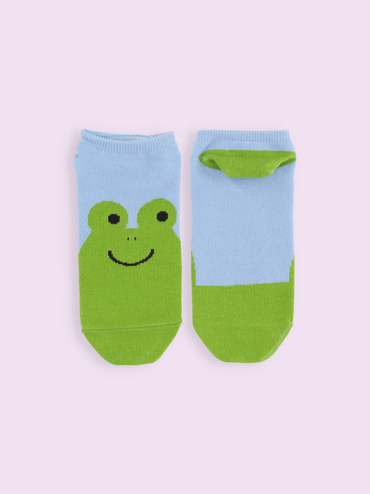 【3足1,485円】動物いろいろスニーカー丈ソックス - ブルー+カエル
