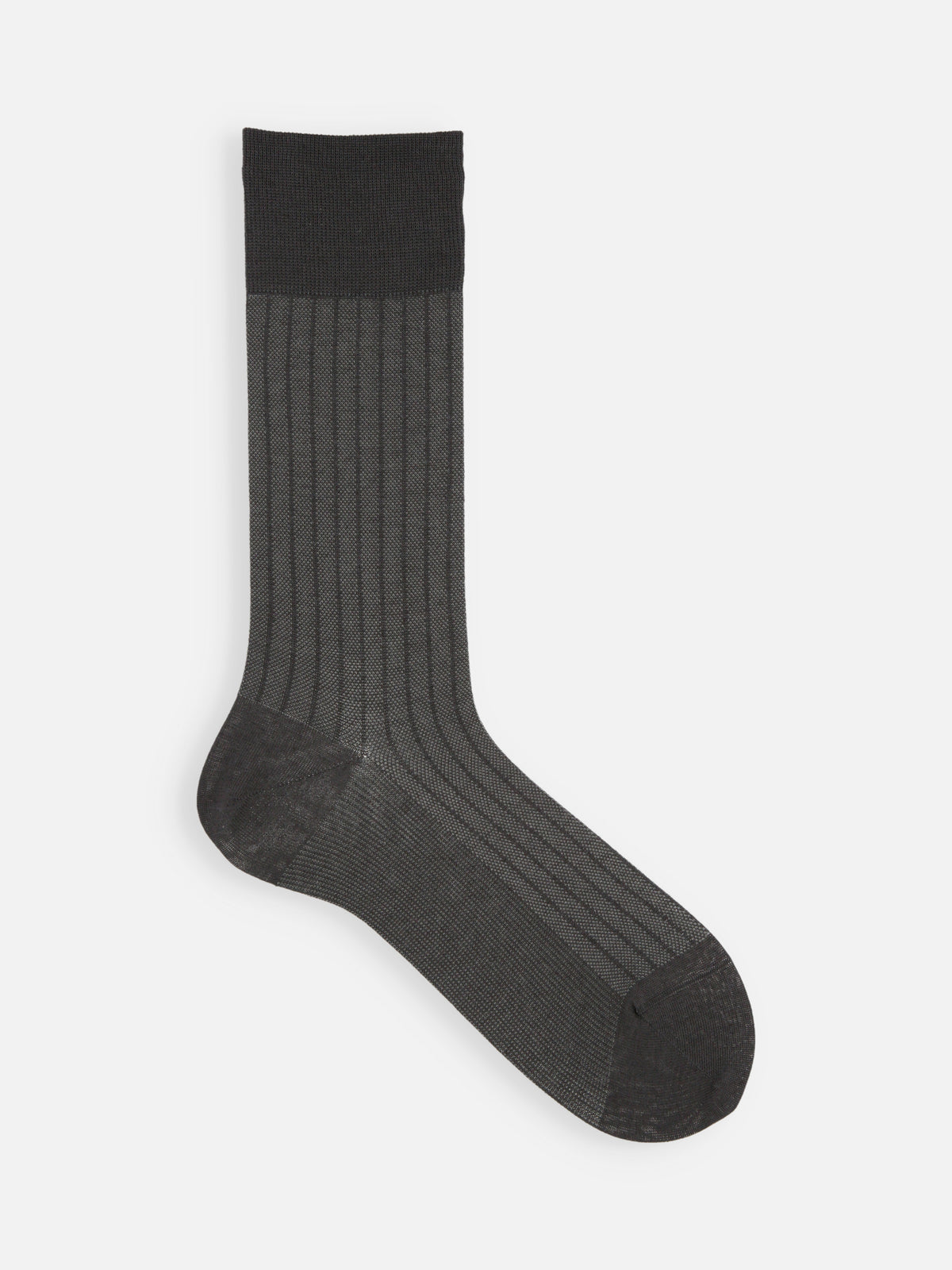 【Tabio MEN】綿麻JQストライプソックス(27.0～29.0cm) - チャコールグレー+グレー