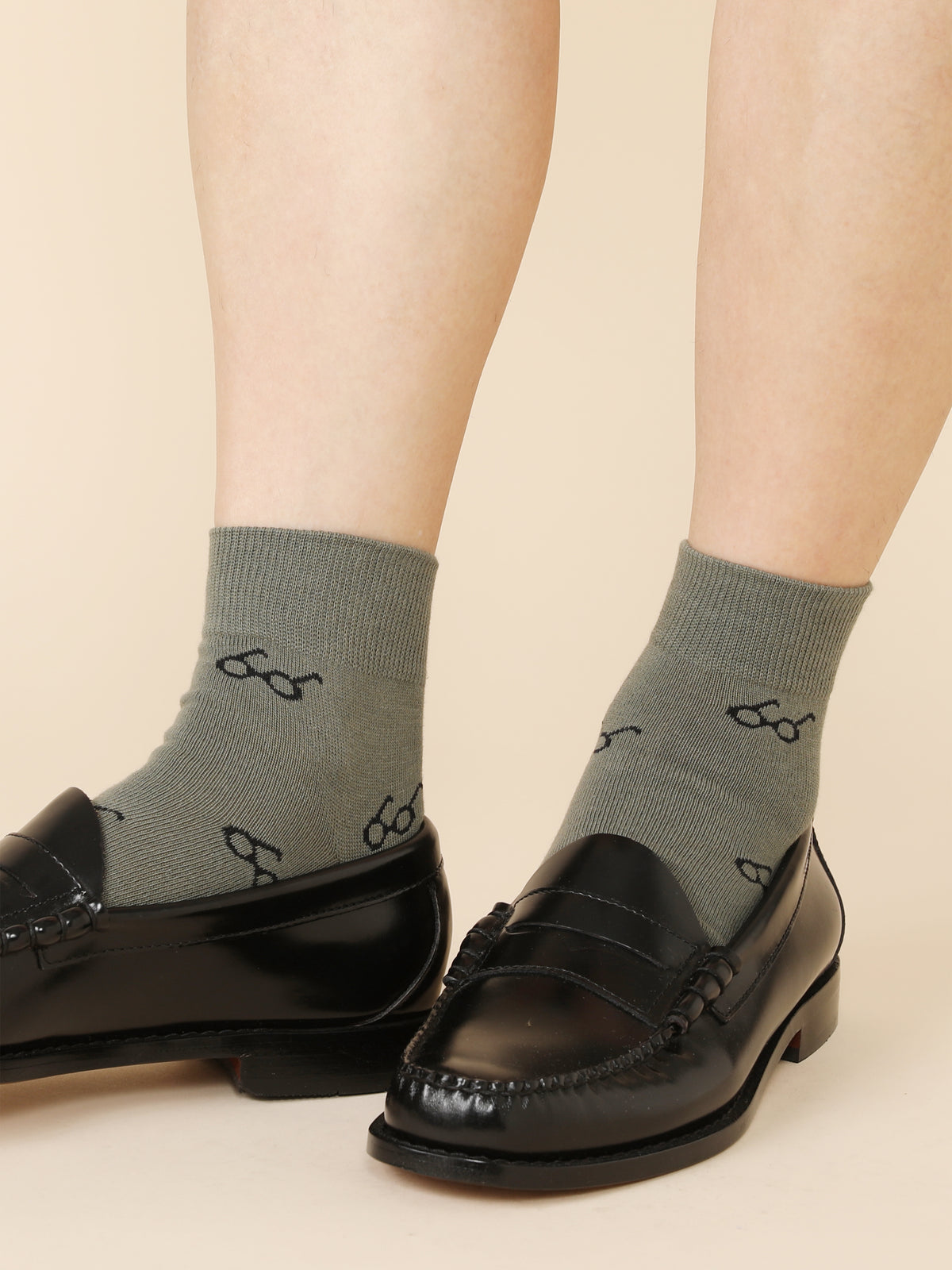 【3足1,485円】メンズ めがね＆サングラス柄ショートソックス