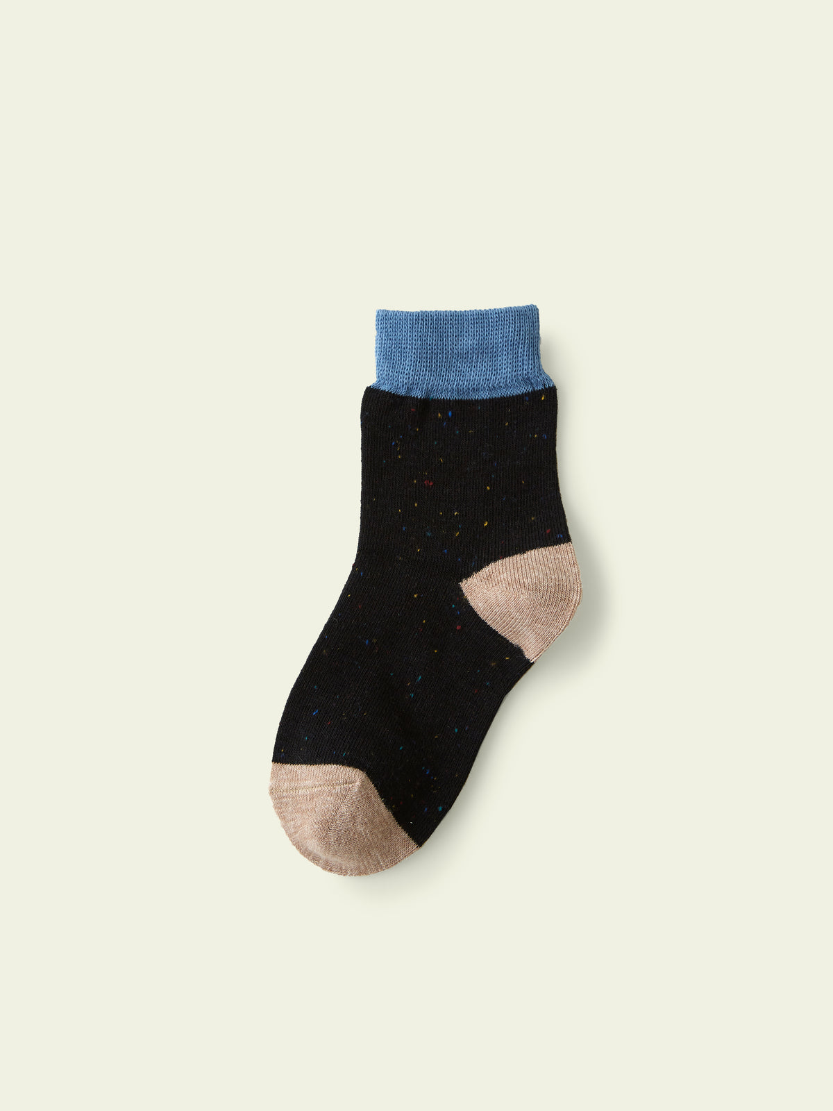 【3足1,485円】キッズ  ネップ三面切り替えショートソックス / 13-15cm - クロ