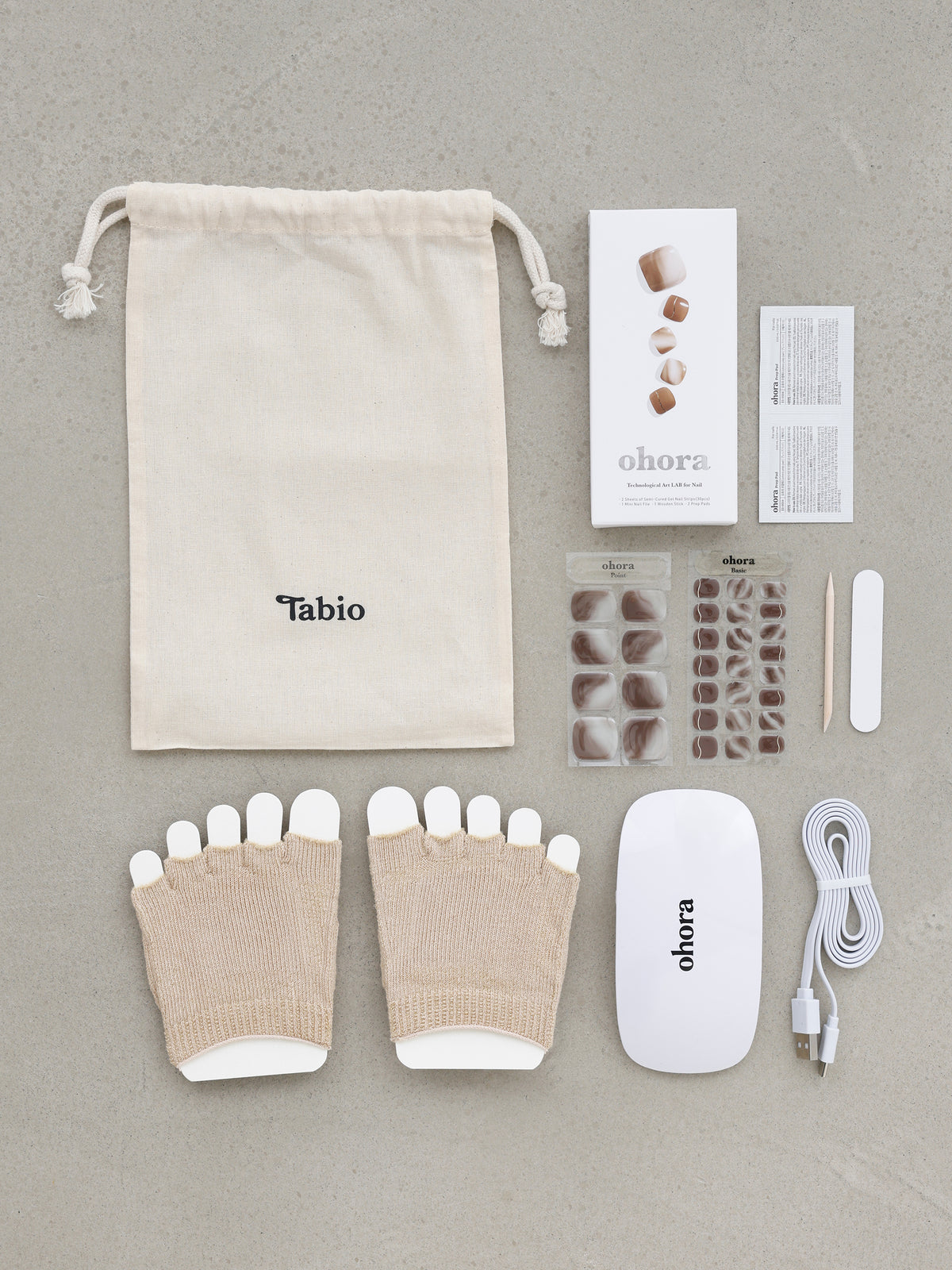 【通常価格より20％OFF】ohora(オホーラ)×靴下屋 WEB限定セット ＜ベージュ＞ - ベージュセット