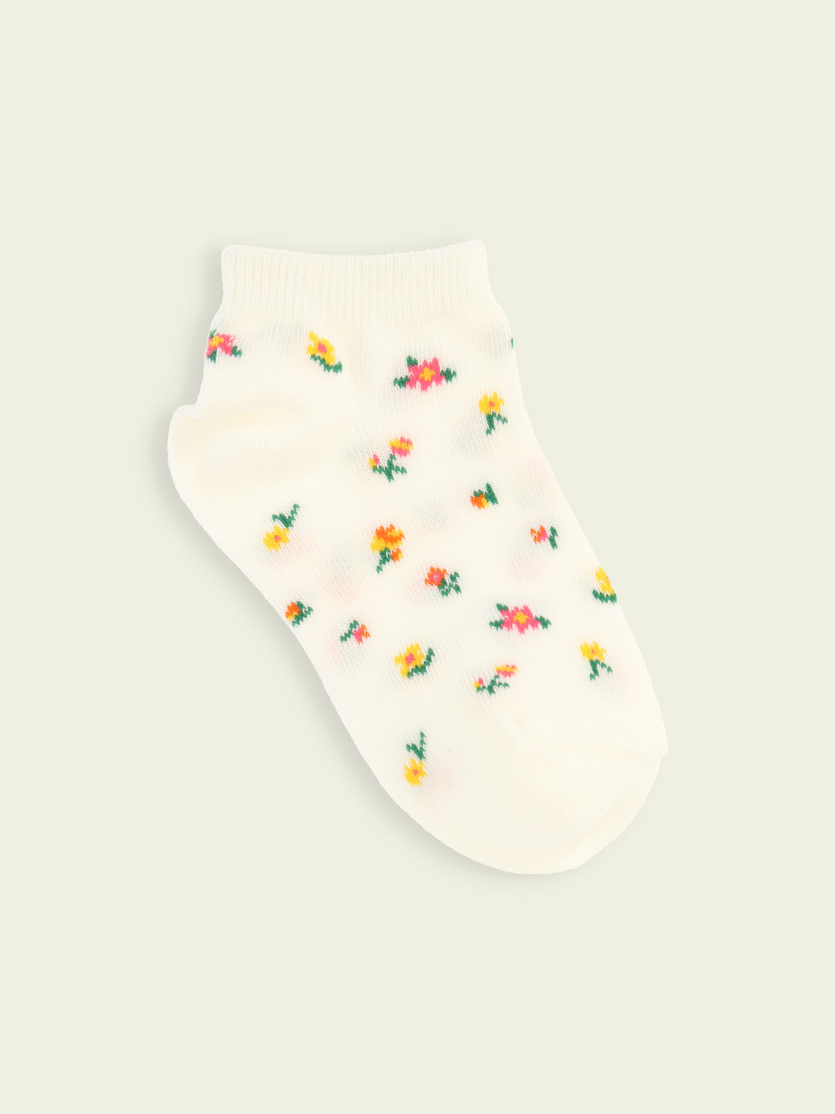 【3足1,485円】キッズ 小花柄スニーカー丈ソックス / 16-18cm - オフホワイト