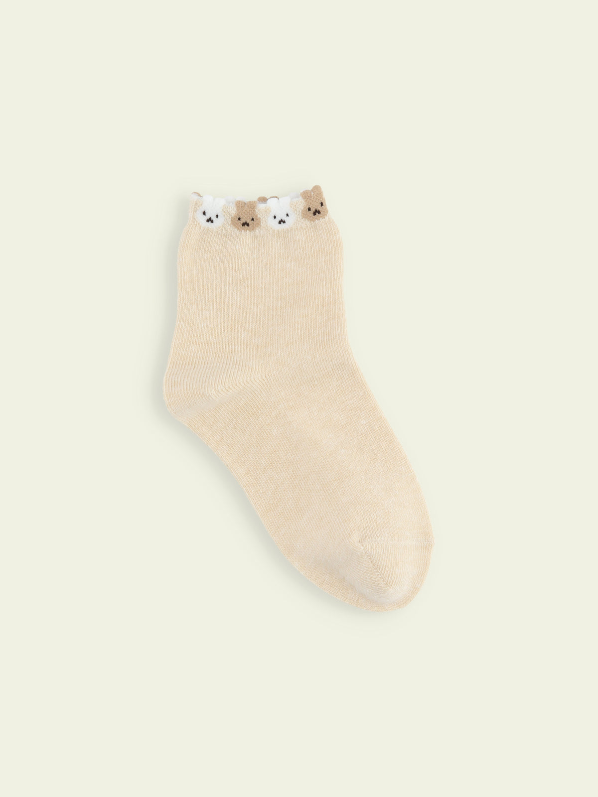 【3足1,485円】キッズ 履き口たっぷりうさちゃんショートソックス / 16-18cm - ベージュ