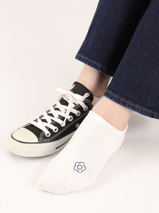 【3足1,485円】線画刺繍スニーカー丈ソックス