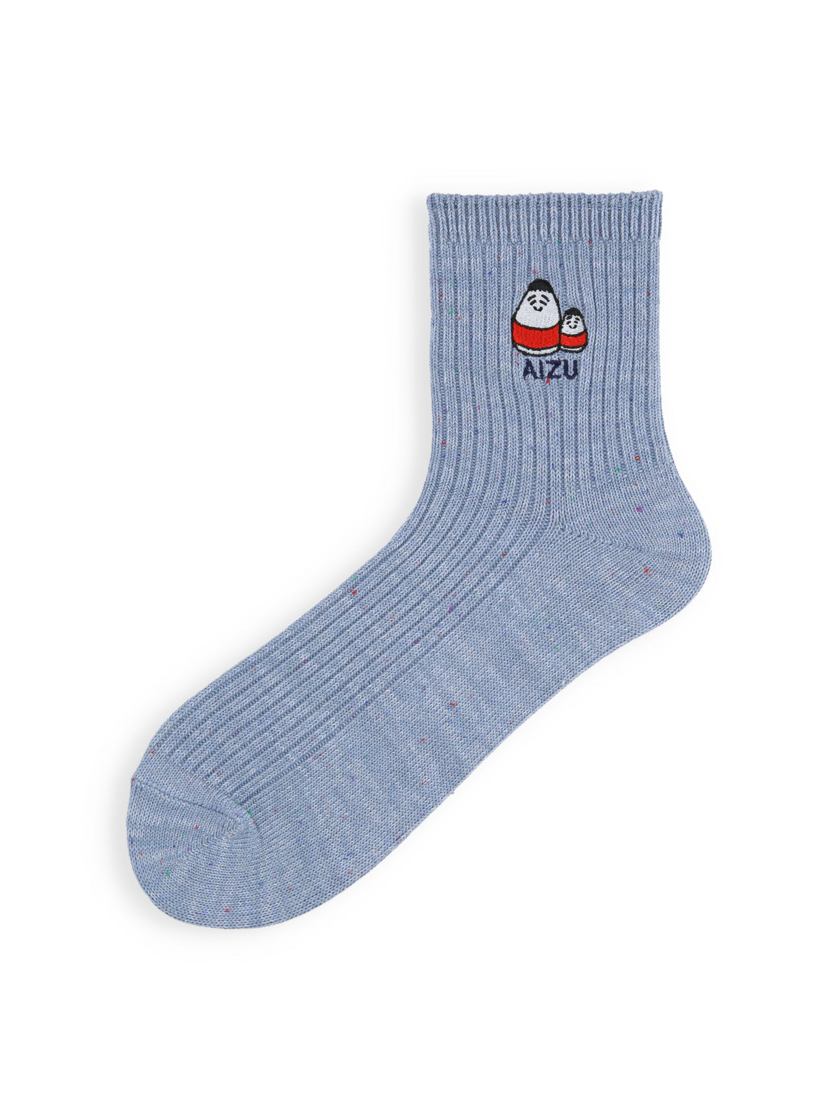 起き上がり小法師刺繍ソックス - ブルー×起き上がり小法師