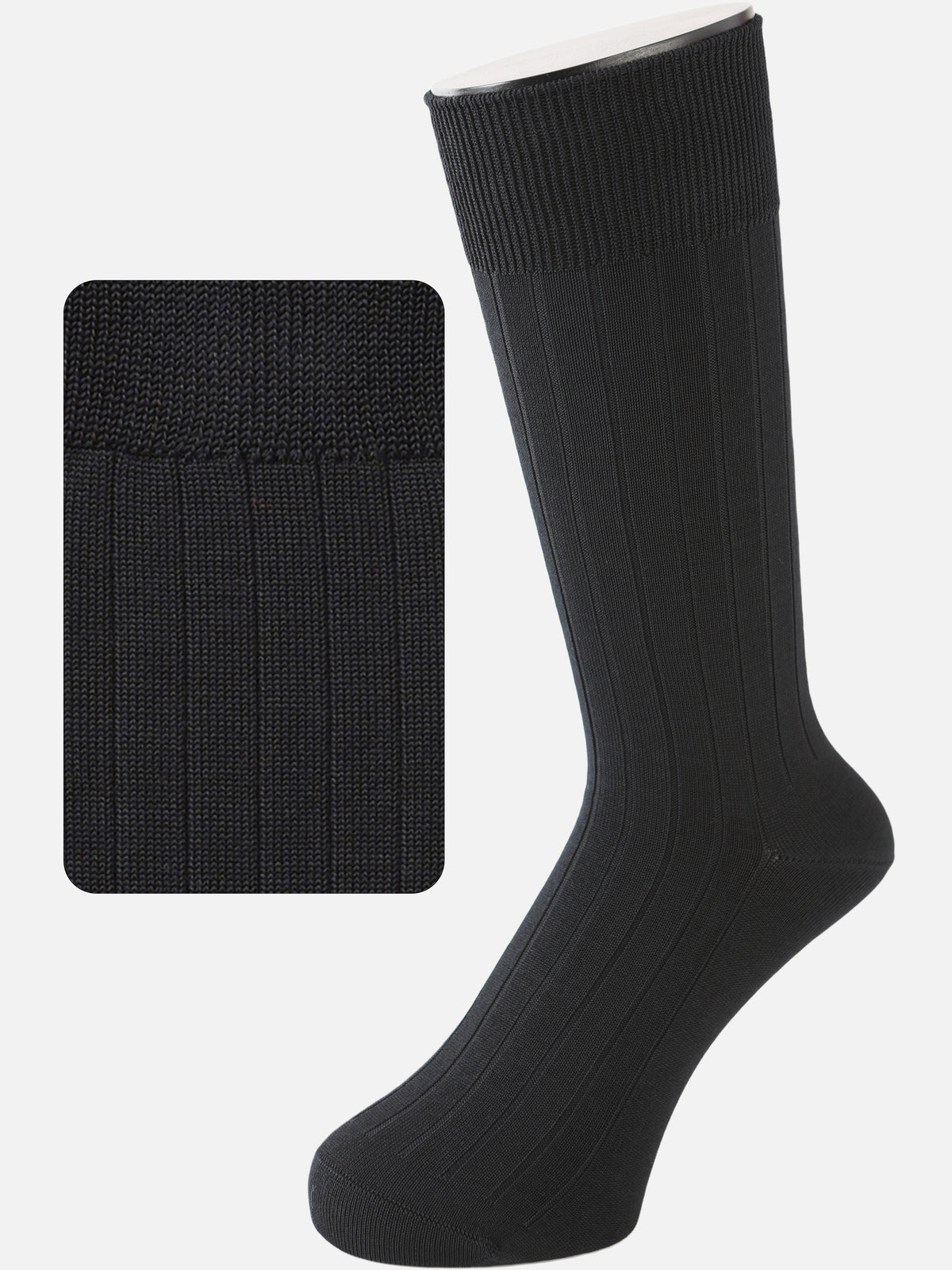 【Tabio MEN】9×2太リブソックス(23.0～25.0cm) - クロ
