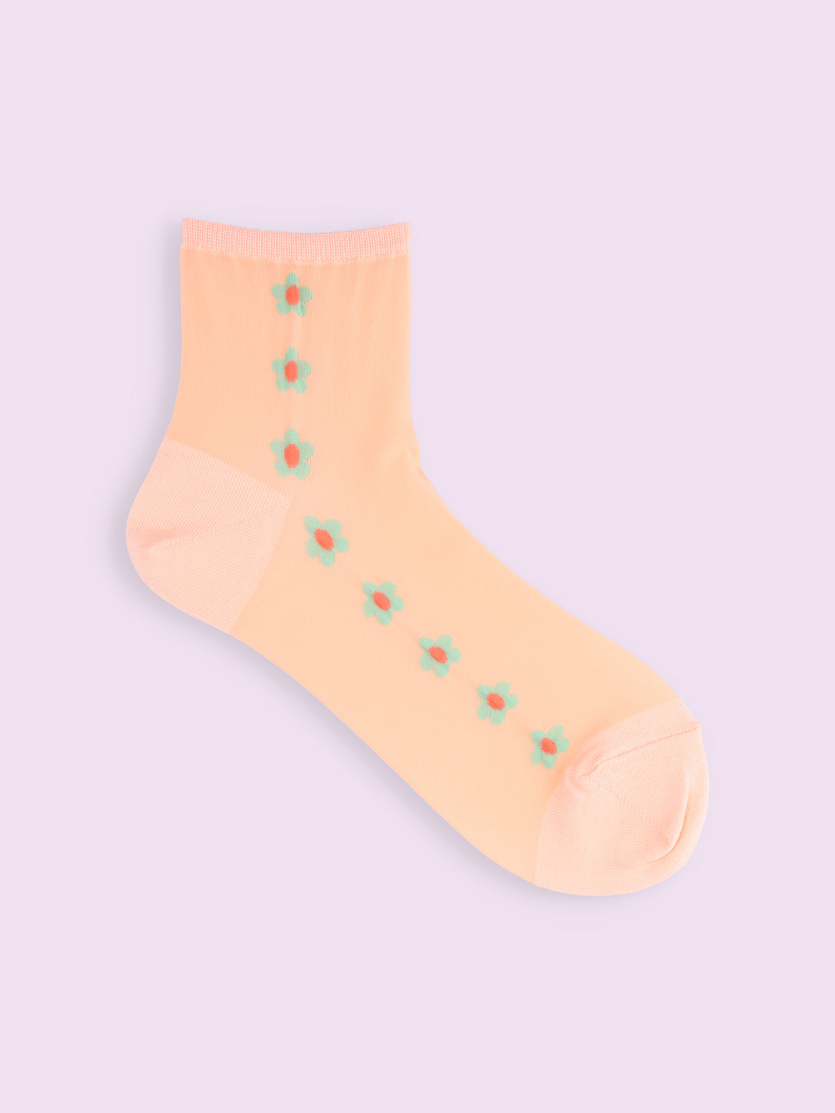 【3足1,485円】お花ラインシースルーショートソックス - シャーベット
