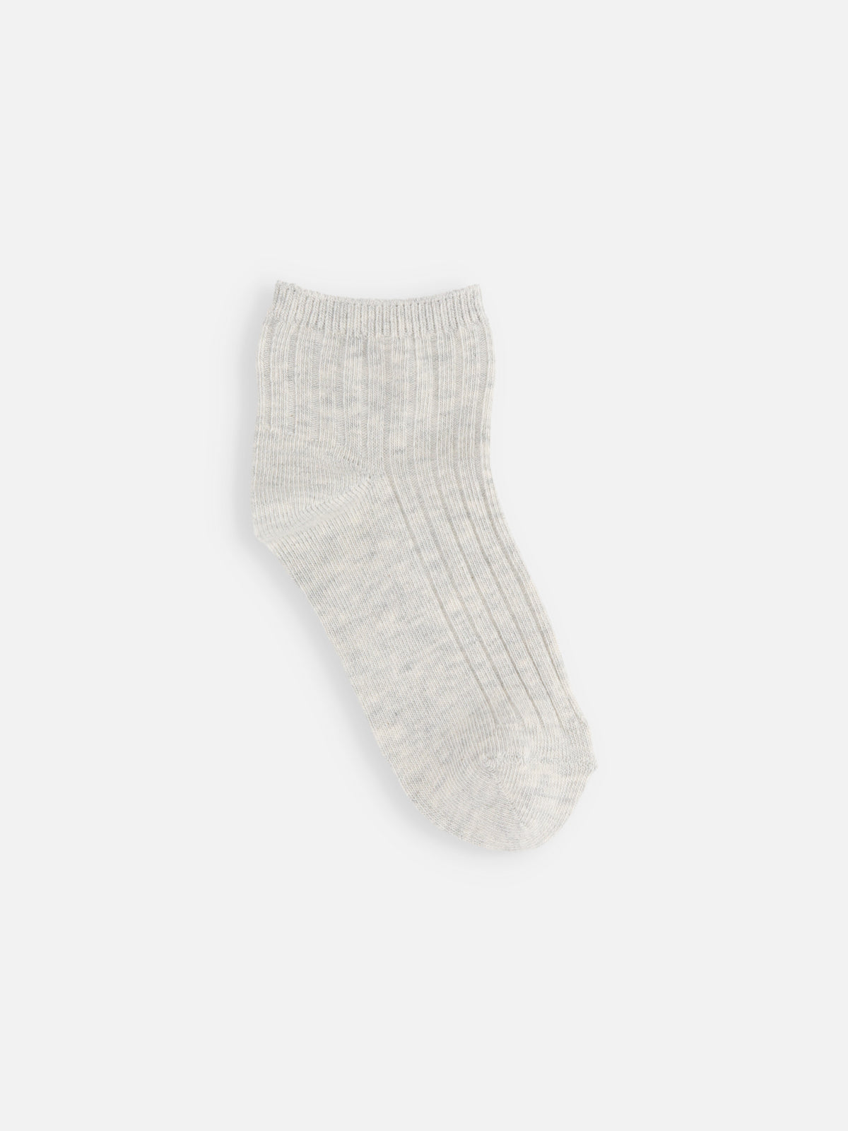 【キッズ】蛍光リブショートソックス / 16-18cm - ライトグレーモク