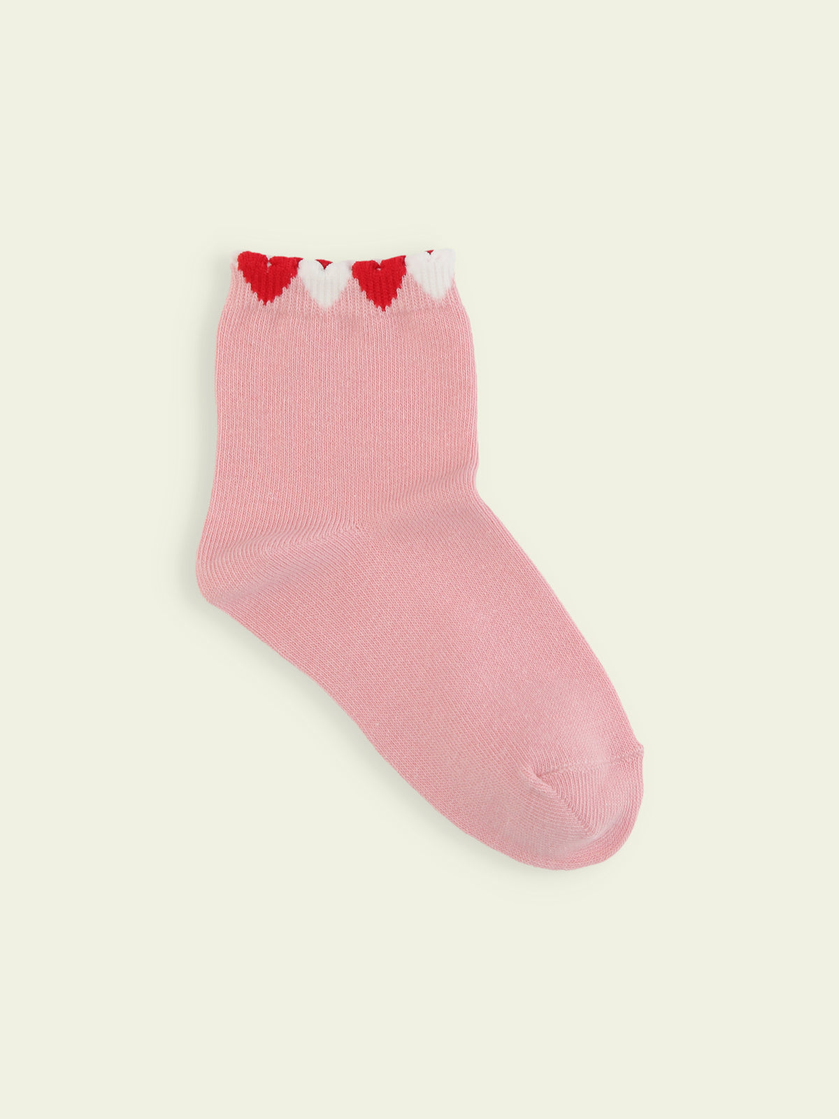 【3足1,485円】キッズ 履き口たっぷりハートショートソックス / 19-21cm - ピンク