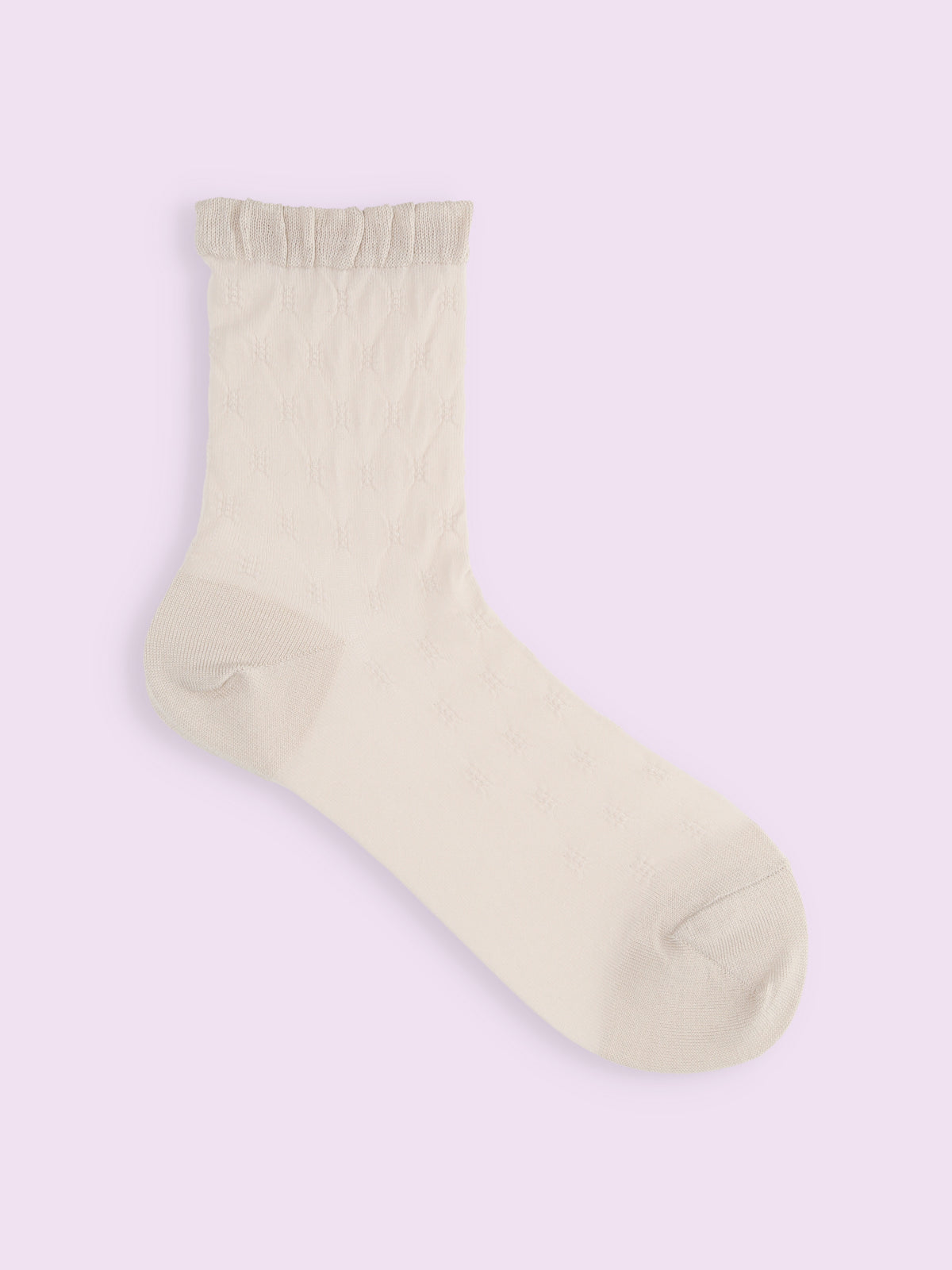 【3足1,485円】くしゅくしゅシースルーショートソックス - ベージュ