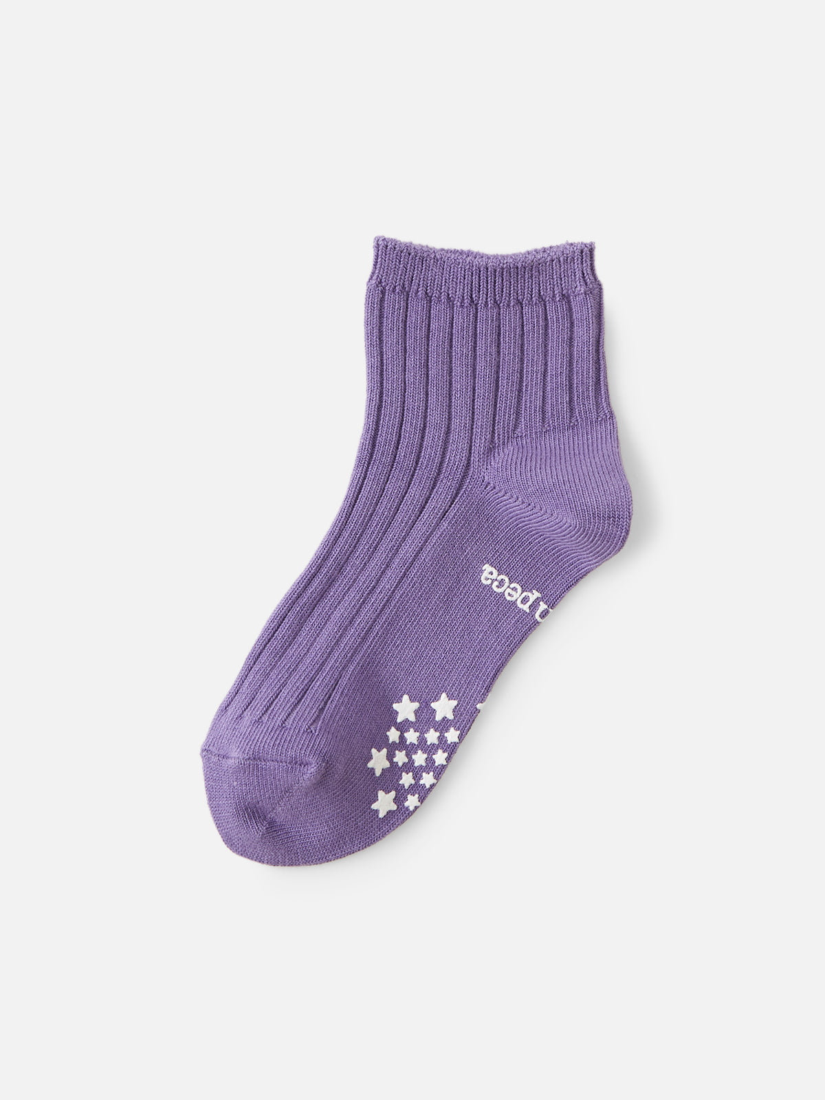 キッズ 表糸綿100％毛玉が出来にくいショートソックス滑り止め付/13-15cm - パープル