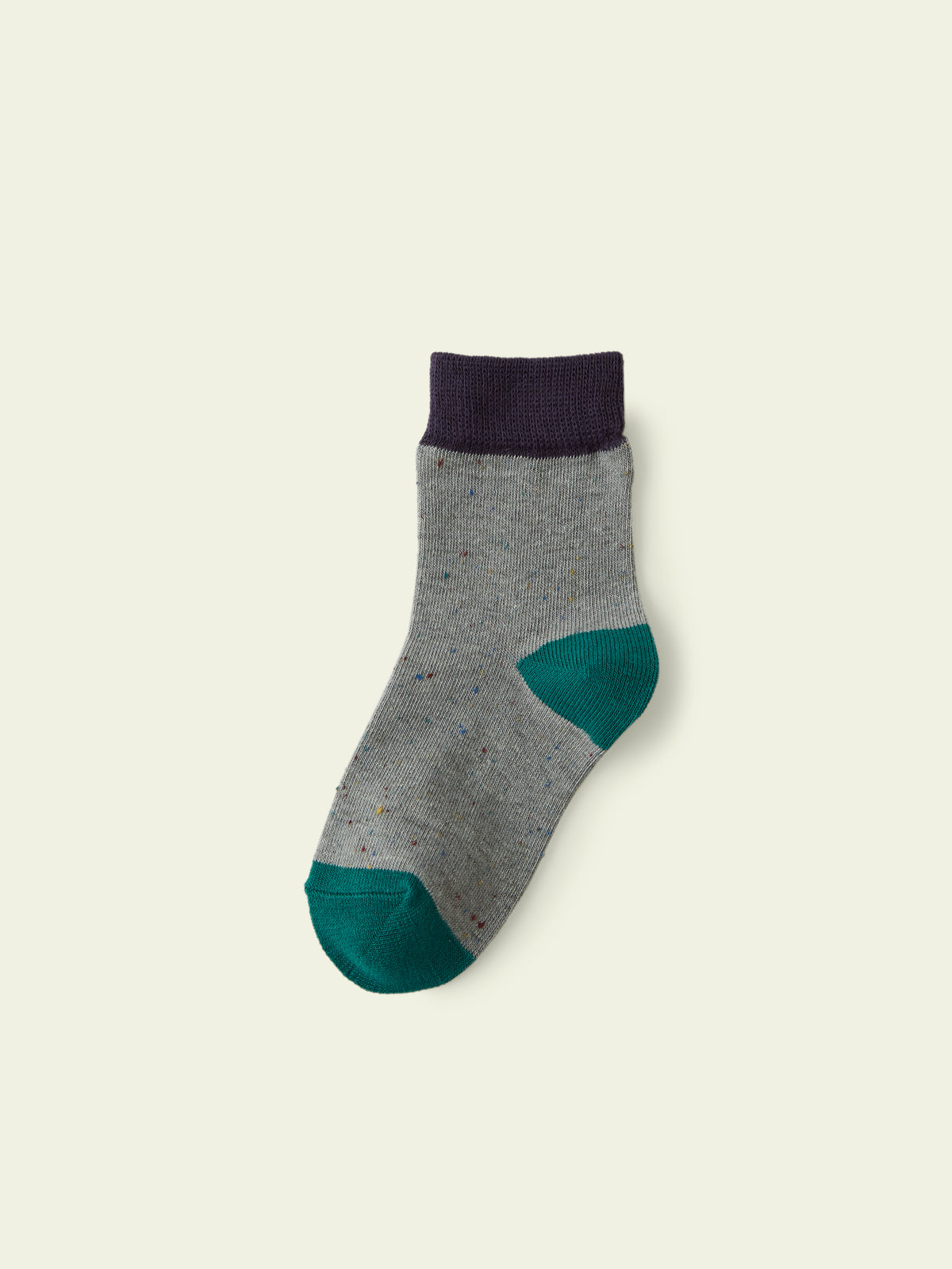 【3足1,485円】キッズ  ネップ三面切り替えショートソックス / 19-21cm - グレーモク
