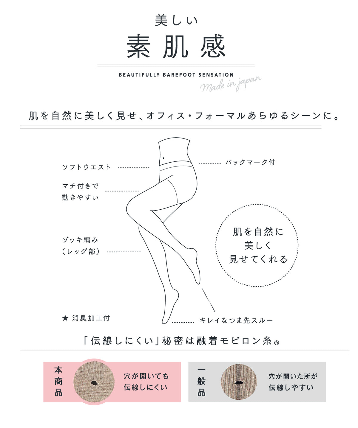 【伝線しにくい】WEB限定 美しい素肌感ストッキング / TLサイズ