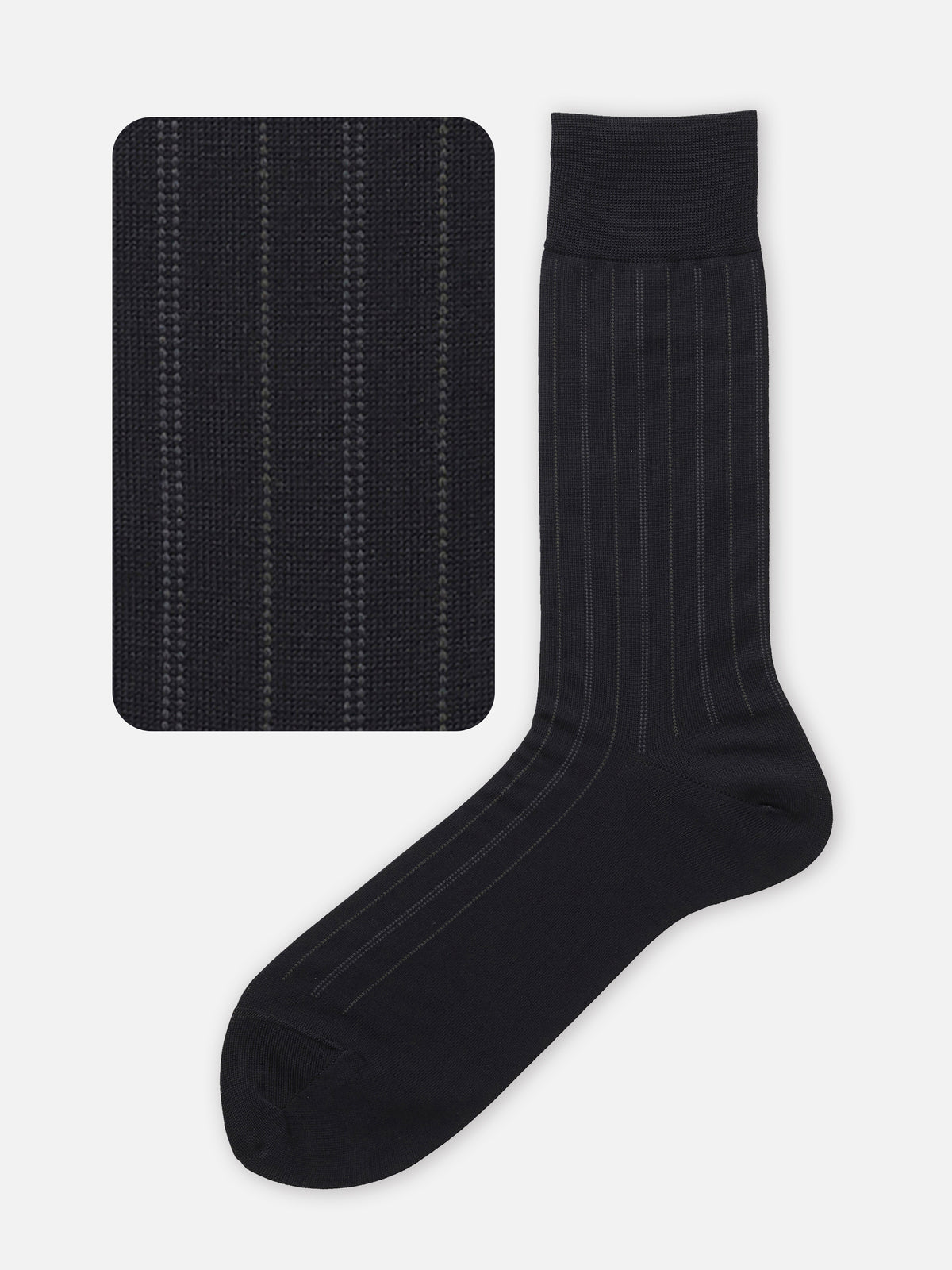 【Tabio MEN】チョークストライプレギュラーソックス(23.0～25.0cm) - クロ