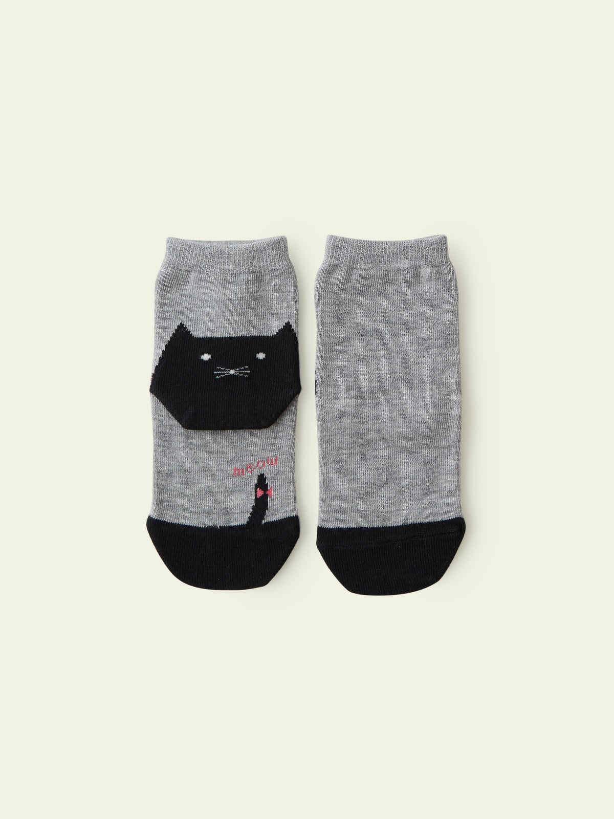 【3足1,485円】キッズ かかとねこソックス / 16-18cm - グレーモク