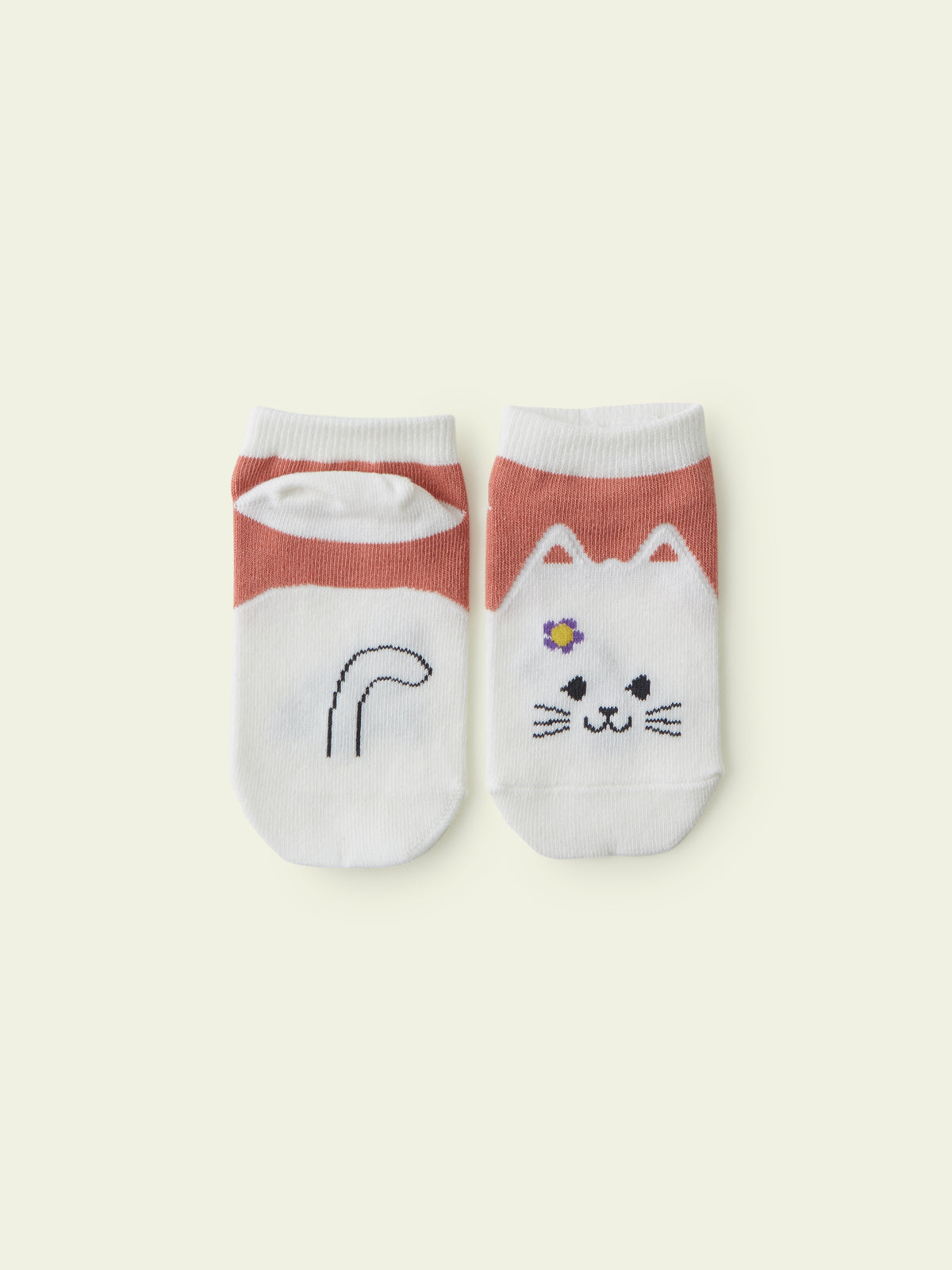 【3足1,485円】キッズ 動物いろいろスニーカー丈ソックス / 19-21cm - キナリ+ネコ
