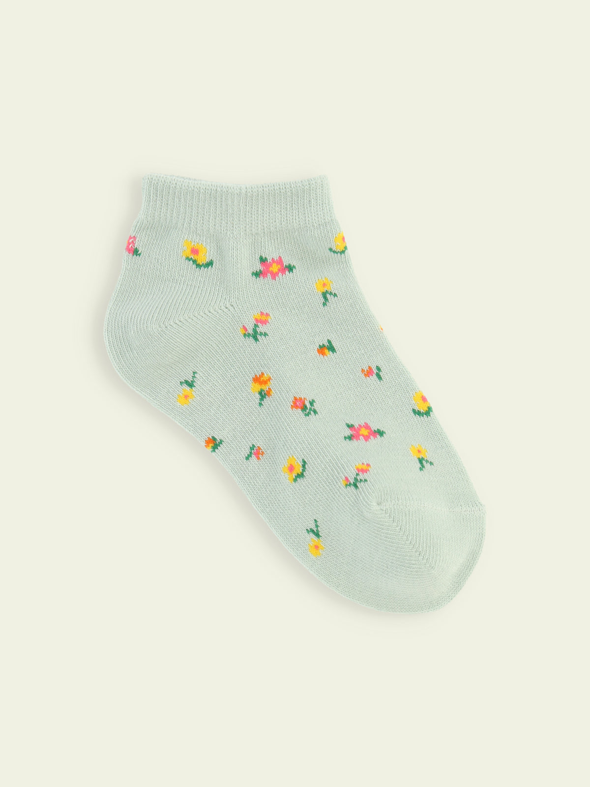 【3足1,485円】キッズ 小花柄スニーカー丈ソックス / 19-21cm - ミント