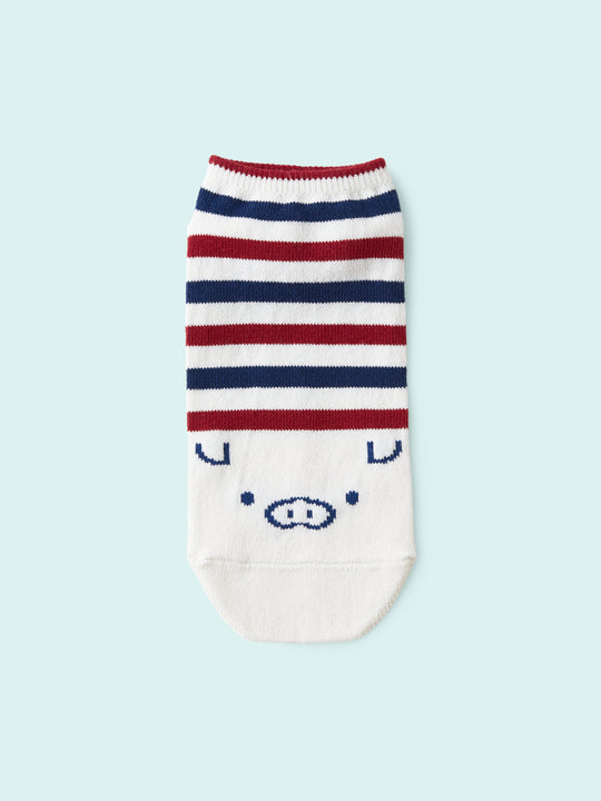 【3足1,485円】メンズ ブタさんコアラさんボーダースニーカー丈ソックス