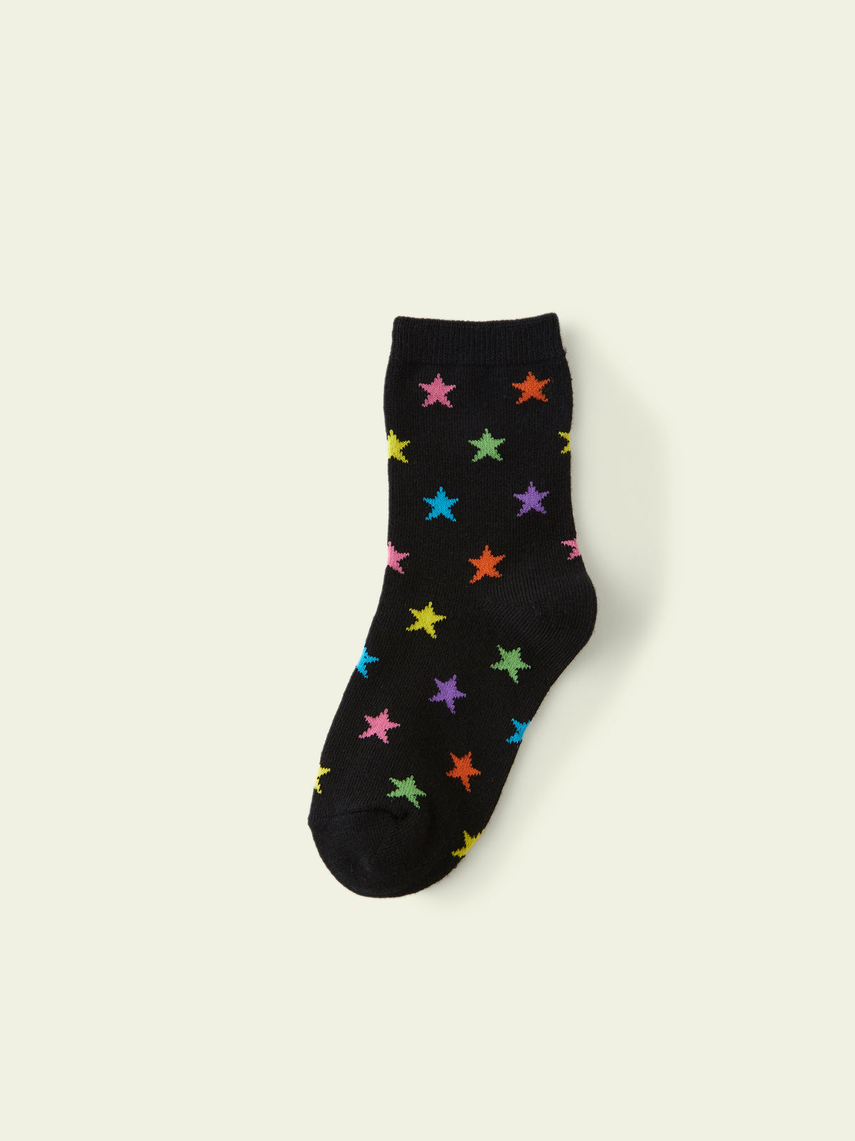 【3足1,485円】キッズ ライン星柄ソックス / 19-21cm - クロ+マルチ