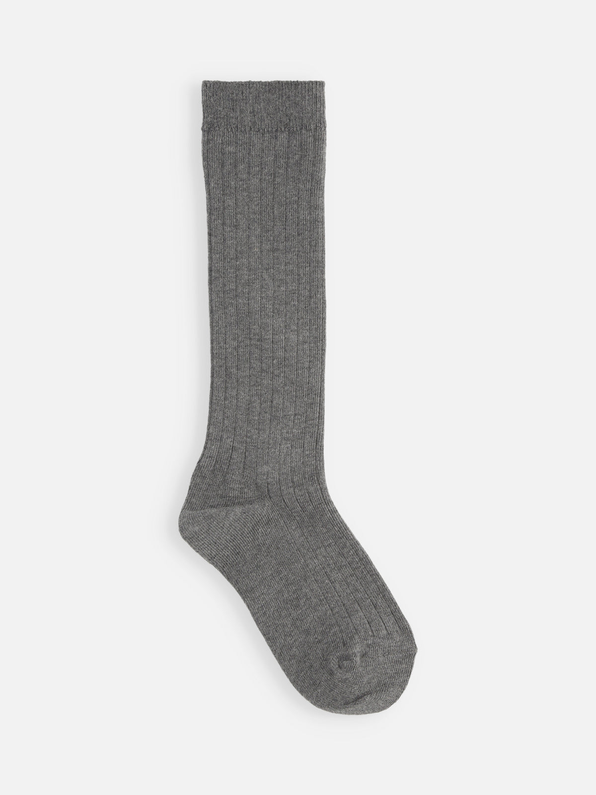 【キッズ】 表糸綿100％で毛玉が出来にくいリブハイソックス / 16-18cm - チャコールモク