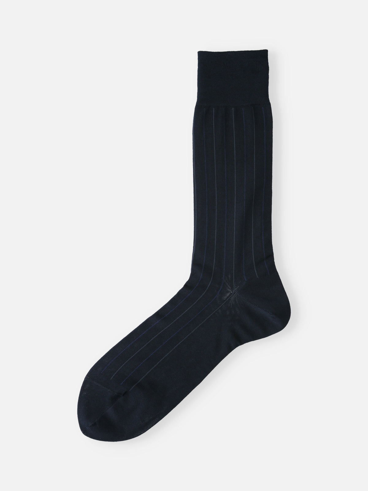 【Tabio MEN】連続シルケット ストライプソックス(27.0～29.0cm) - ブラックネイビー＋パープル