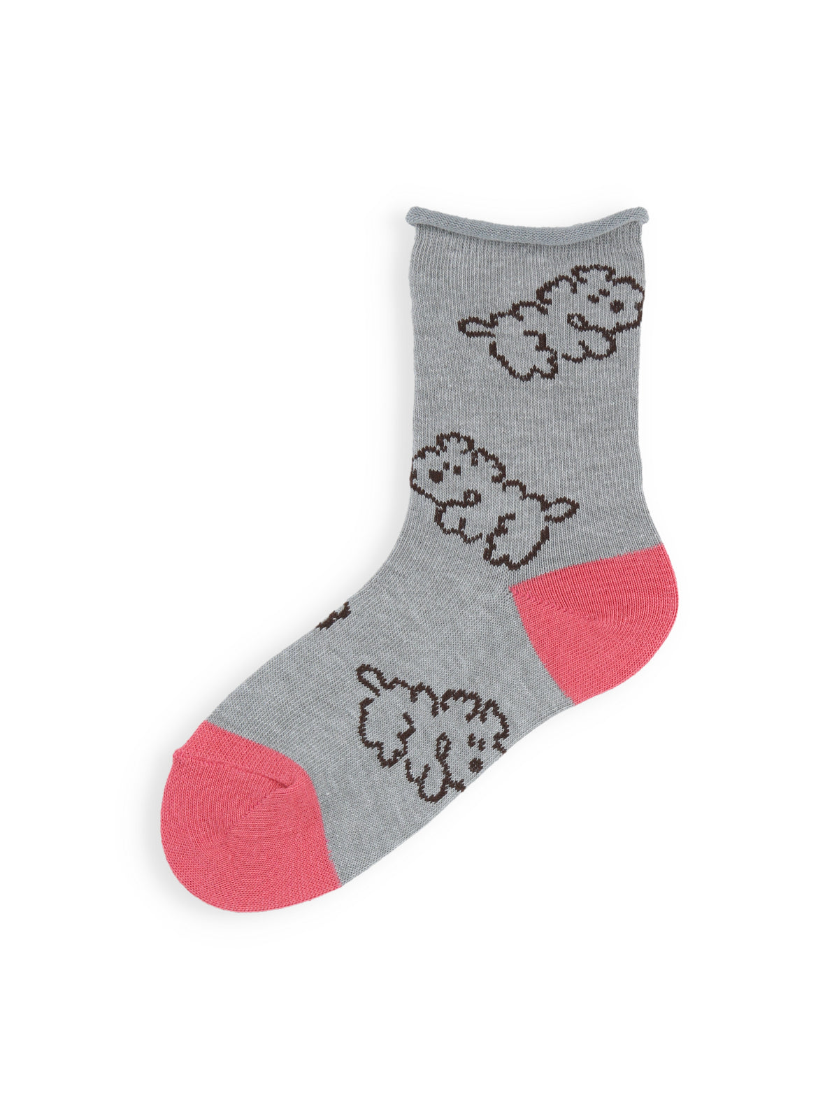 【3足1,485円】キッズ わんこ柄ショートソックス / 19-21cm - グレー