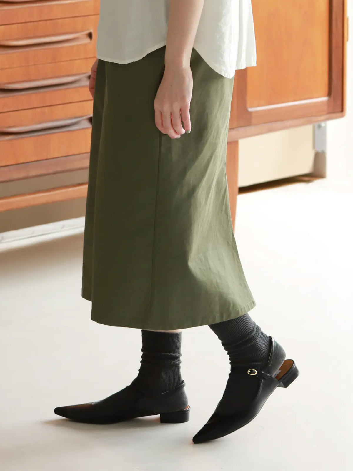 【WEB限定】細見えすっきりリブソックス - チャコールモク