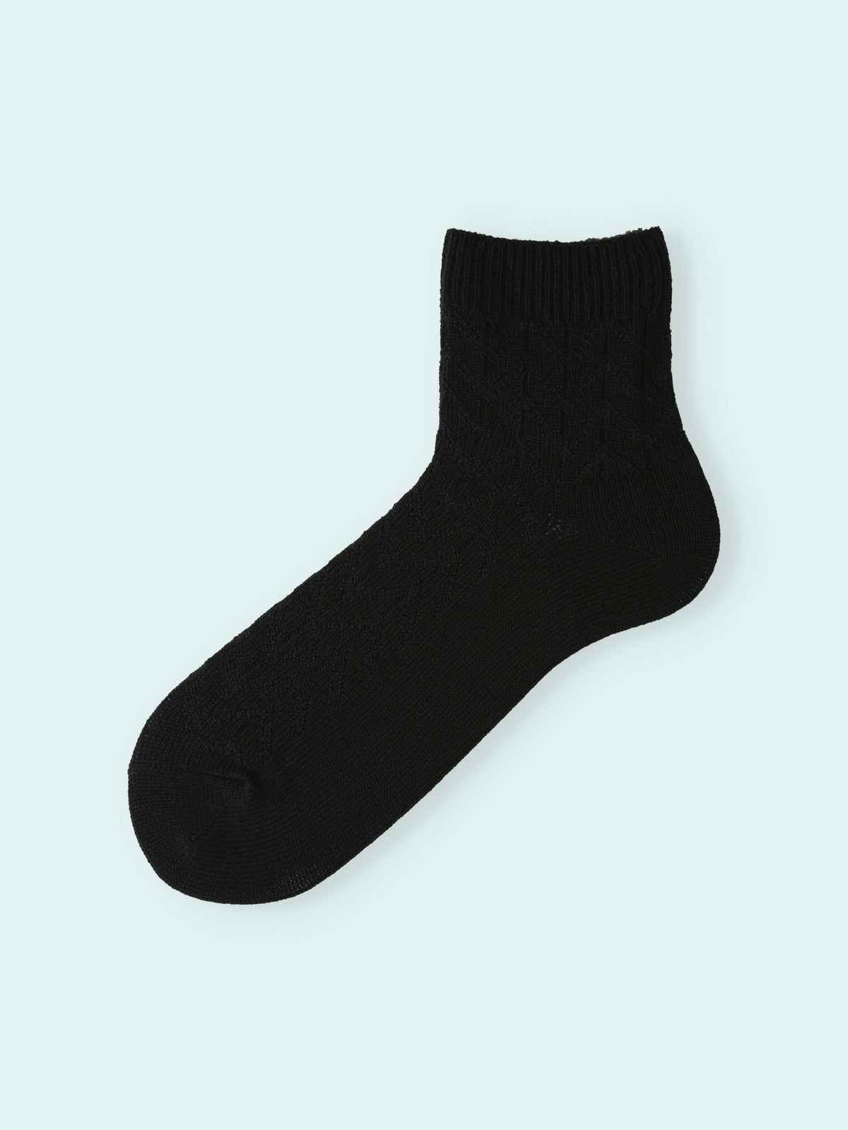 【3足1,485円】メンズ リンクスヘリンボンショートソックス - クロ