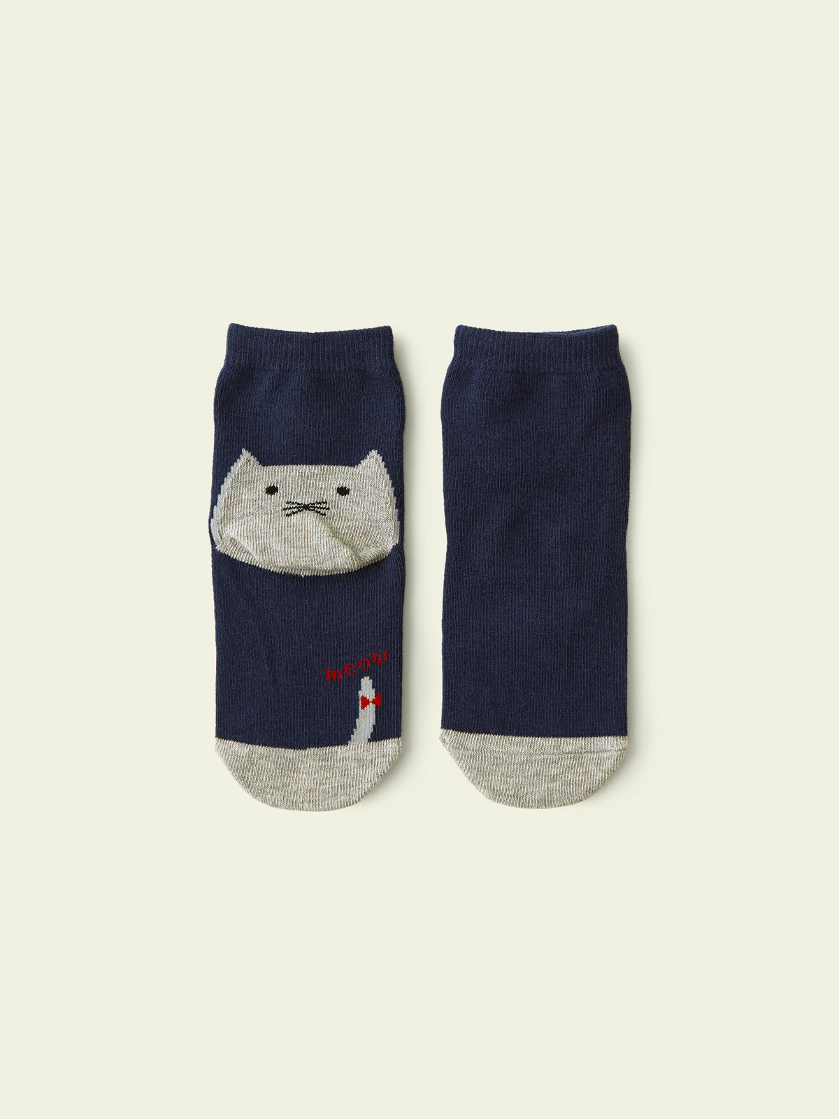 【3足1,485円】キッズ かかとねこソックス / 16-18cm - ネイビー