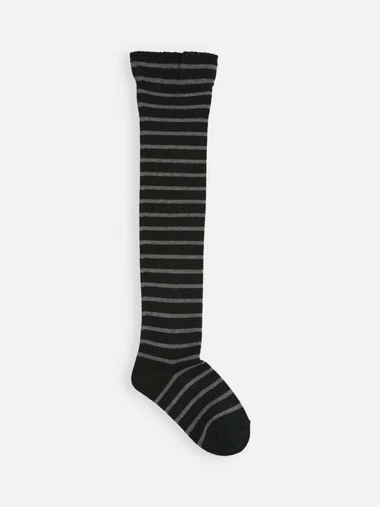 【キッズ】ピンボーダーオーバーニーソックス / 19-21cm