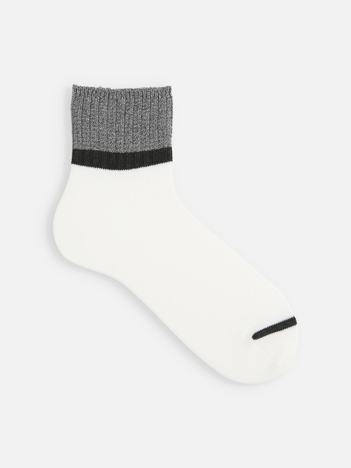【Tabio MEN】メランジカラーブロックショートソックス - オフ+グレー+チャコール