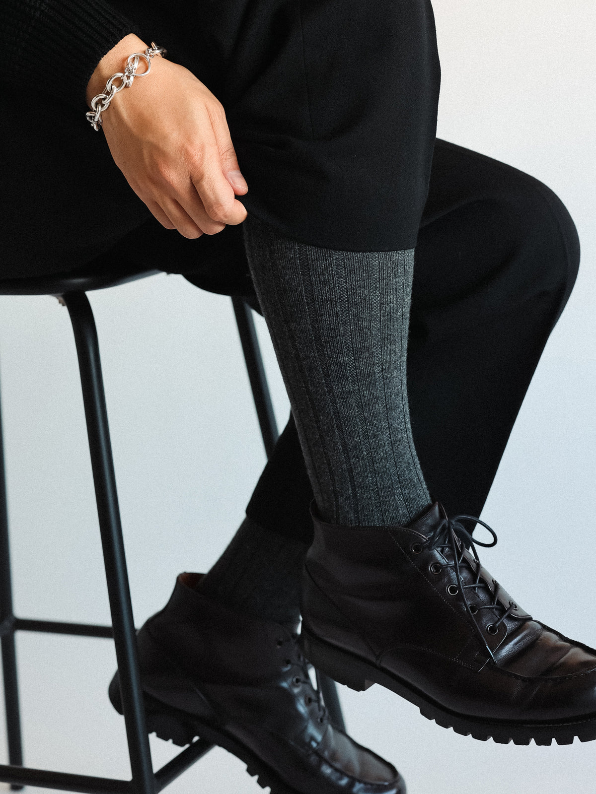 【Tabio MEN】WEB限定/WOOL太リブハイソックス