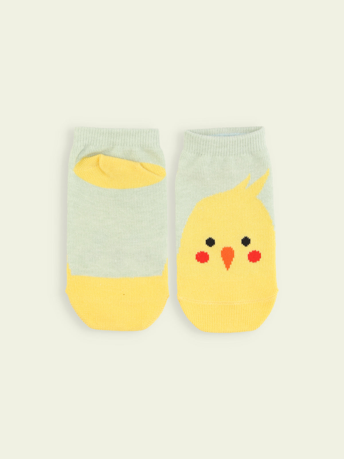 【3足1,485円】キッズ 動物いろいろスニーカー丈ソックス / 16-18cm - ミント+インコ