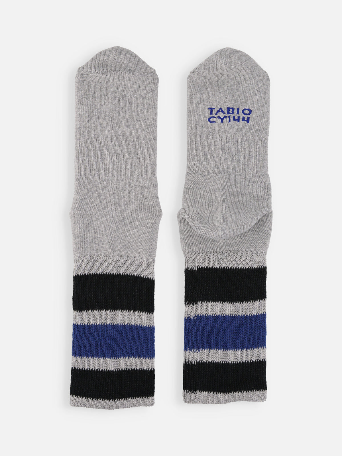 【Tabio MEN】COMFYパイルFATラインソックス - グレーモク