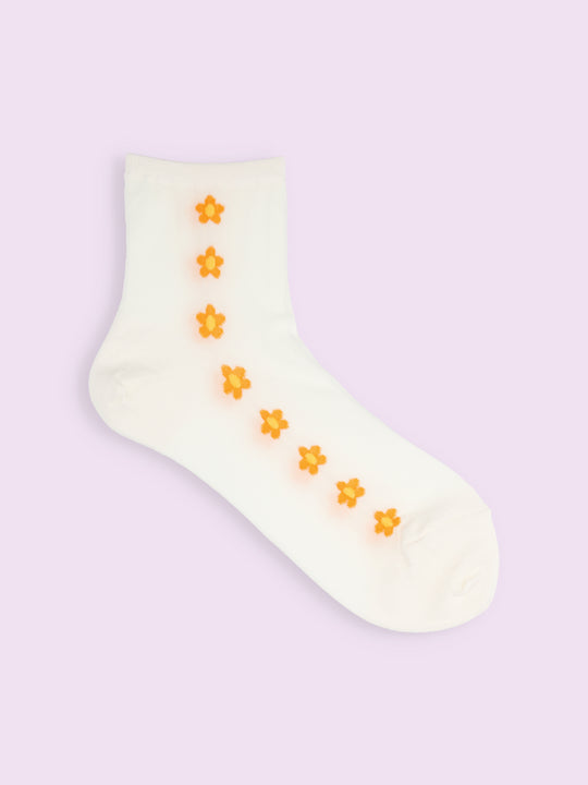 【3足1,485円】お花ラインシースルーショートソックス
