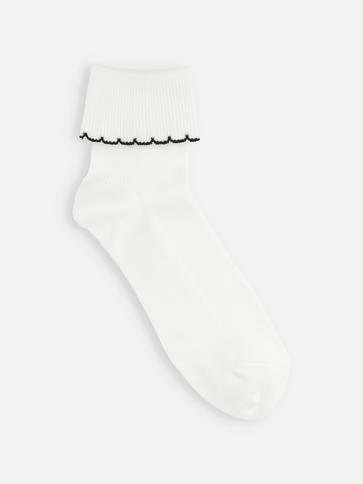 【キッズ】折り返し配色フリルソックス /16-18cm - サラシ