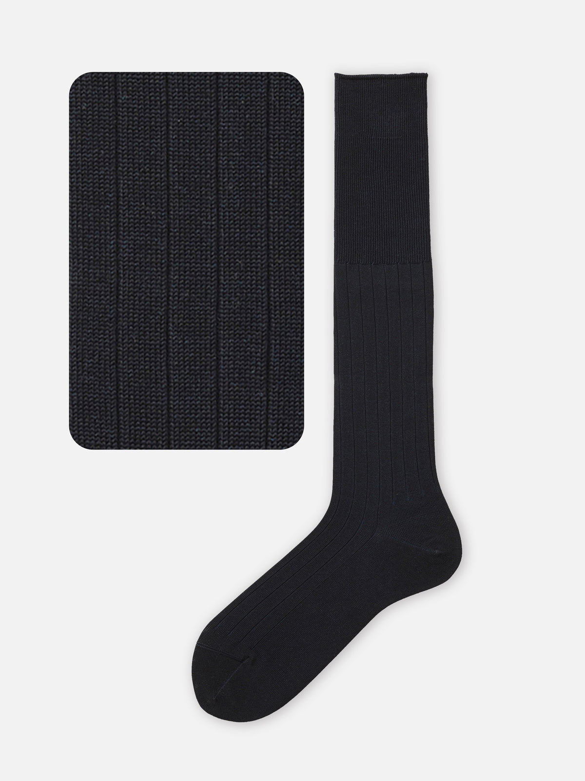 【Tabio MEN】【定番】 9×2リブロングホーズ(27.0～29.0cm) - クロ+エメラルド(タマムシ)